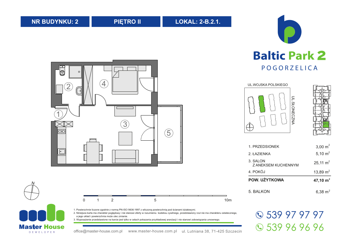 Apartament 47,10 m², piętro 2, oferta nr 2-B.2.1, Baltic Park 2, Pogorzelica, ul. Wojska Polskiego-idx