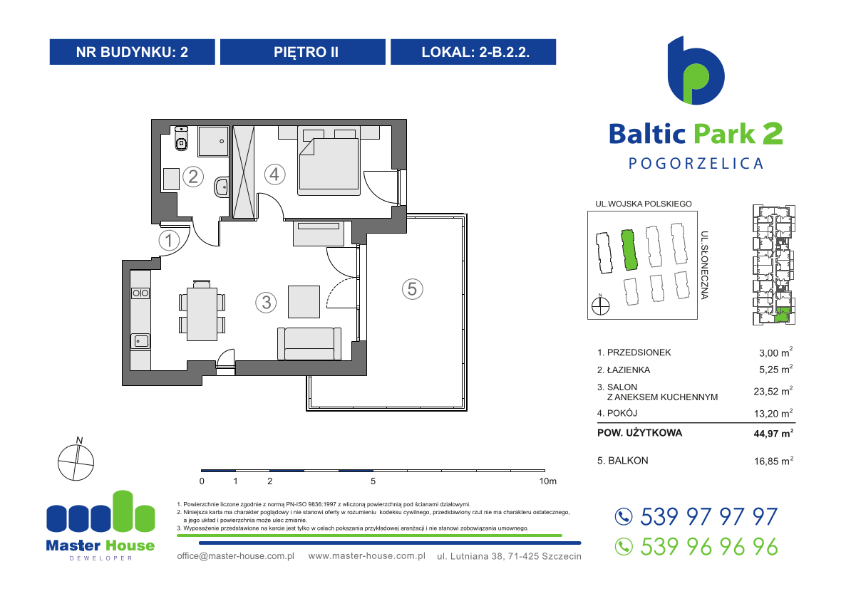 Apartament 44,97 m², piętro 2, oferta nr 2-B.2.2, Baltic Park 2, Pogorzelica, ul. Wojska Polskiego-idx