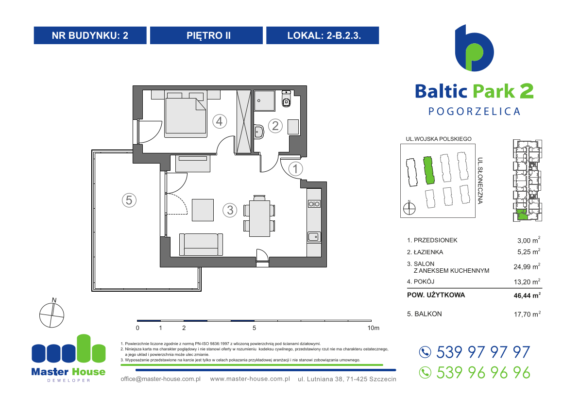 Apartament 46,44 m², piętro 2, oferta nr 2-B.2.3, Baltic Park 2, Pogorzelica, ul. Wojska Polskiego-idx