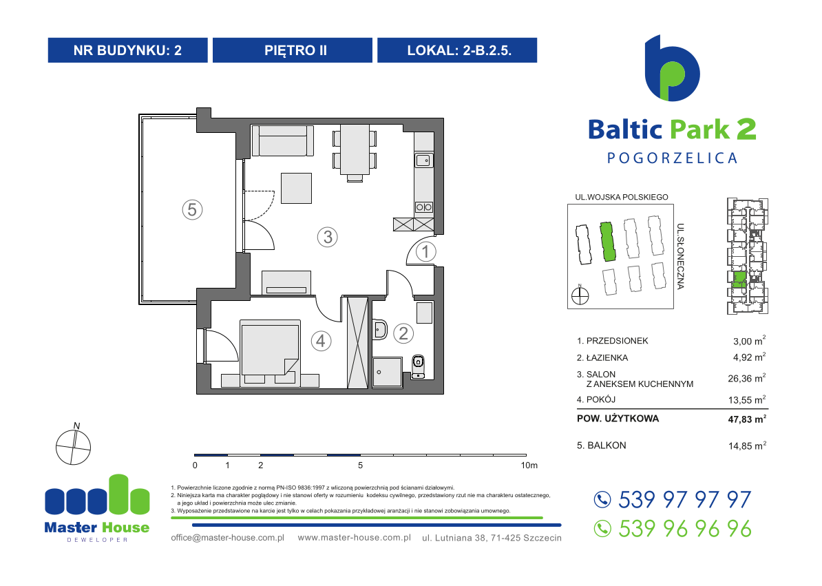 Apartament 47,83 m², piętro 2, oferta nr 2-B.2.5, Baltic Park 2, Pogorzelica, ul. Wojska Polskiego-idx