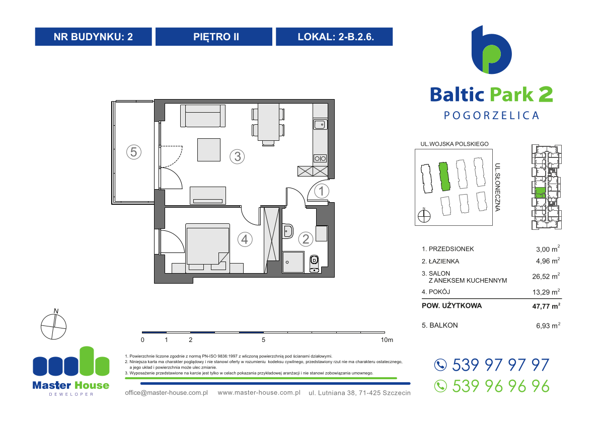 Apartament 47,77 m², piętro 2, oferta nr 2-B.2.6, Baltic Park 2, Pogorzelica, ul. Wojska Polskiego-idx