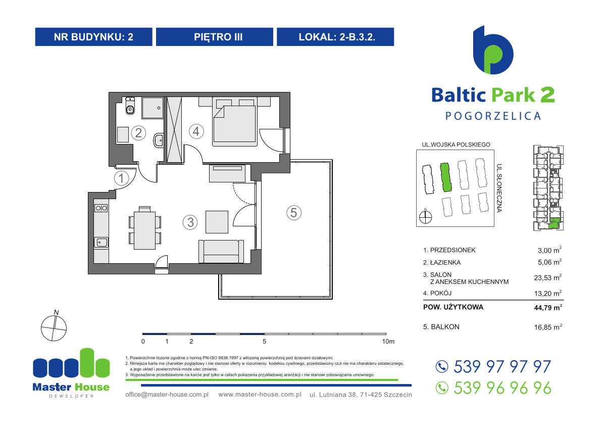 Apartament 44,79 m², piętro 3, oferta nr 2-B.3.2, Baltic Park 2, Pogorzelica, ul. Wojska Polskiego-idx