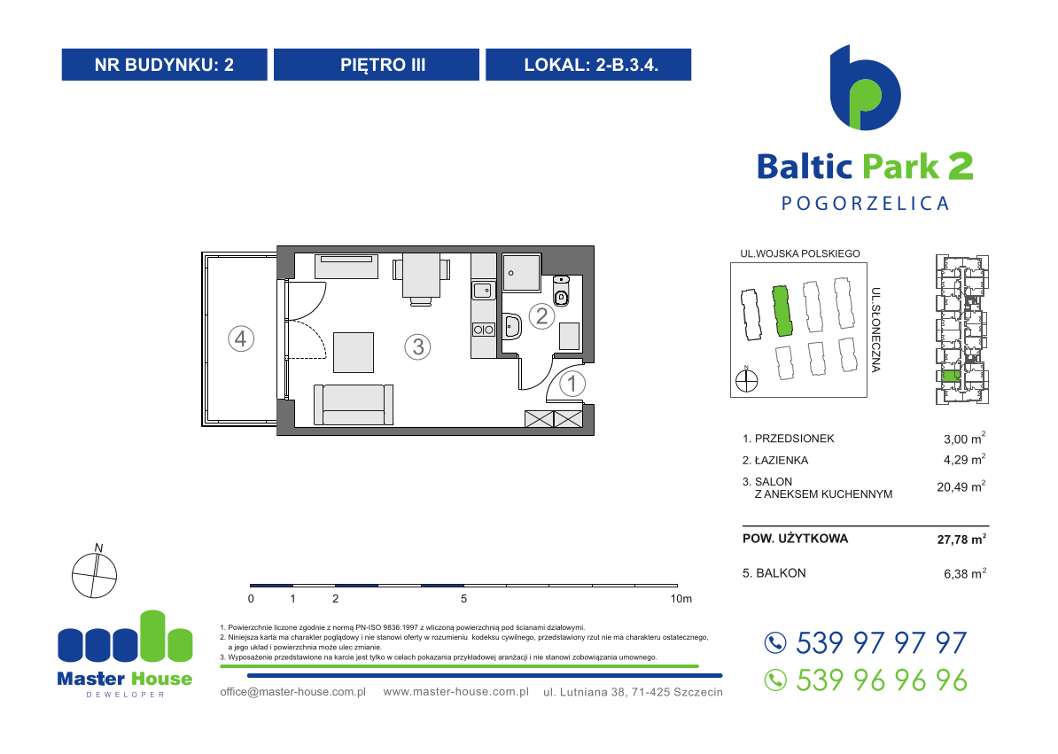 Apartament 27,78 m², piętro 3, oferta nr 2-B.3.4, Baltic Park 2, Pogorzelica, ul. Wojska Polskiego-idx