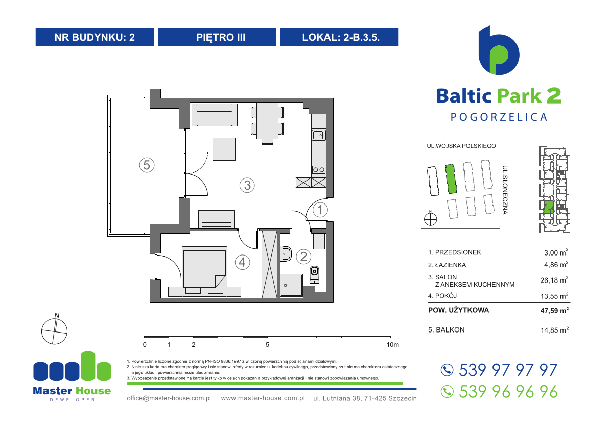 Apartament 47,59 m², piętro 3, oferta nr 2-B.3.5, Baltic Park 2, Pogorzelica, ul. Wojska Polskiego-idx