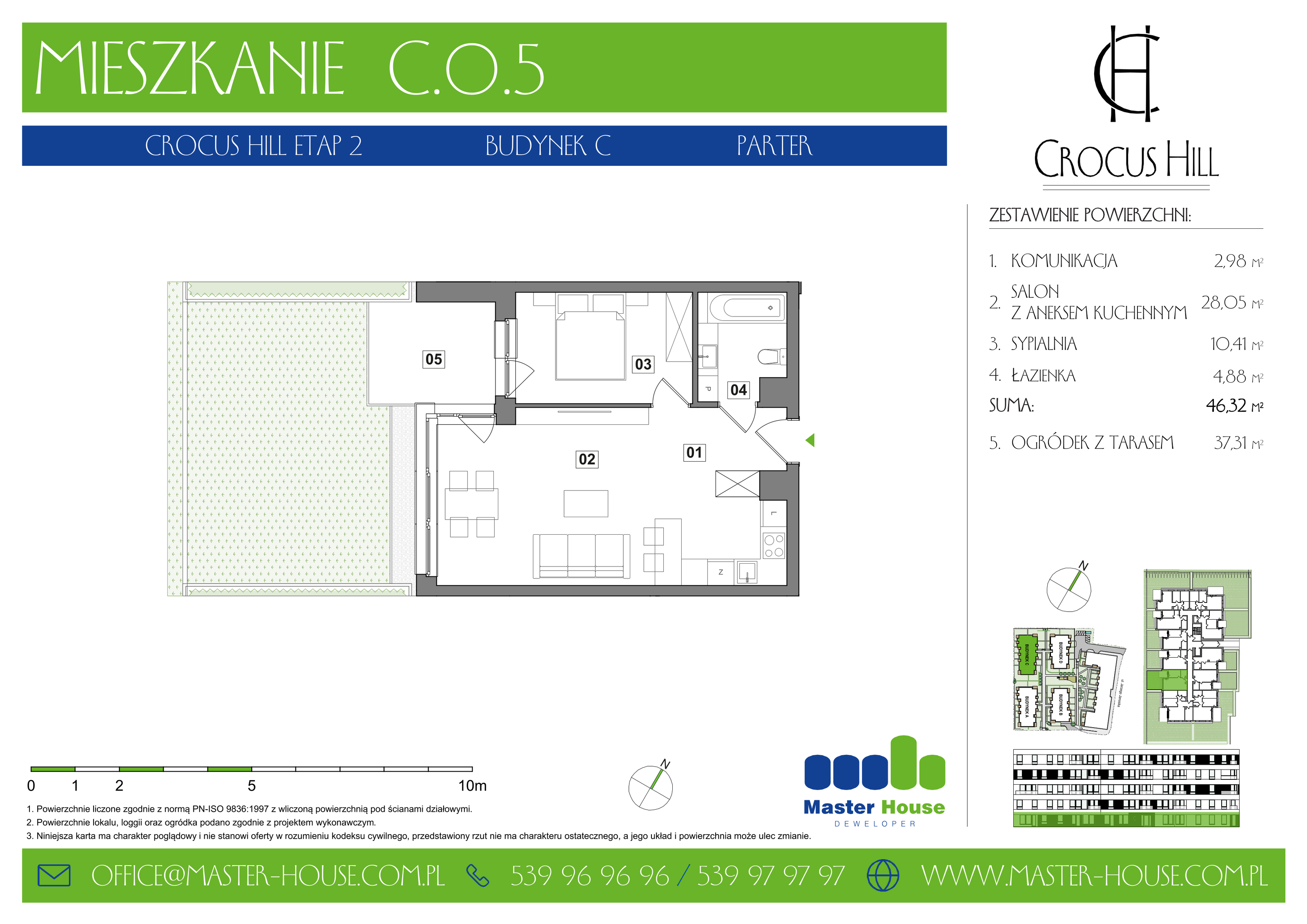 Mieszkanie 46,32 m², parter, oferta nr C.0.5, Crocus Hill, Szczecin, Śródmieście, ul. Jerzego Janosika 2, 2A, 3, 3A-idx