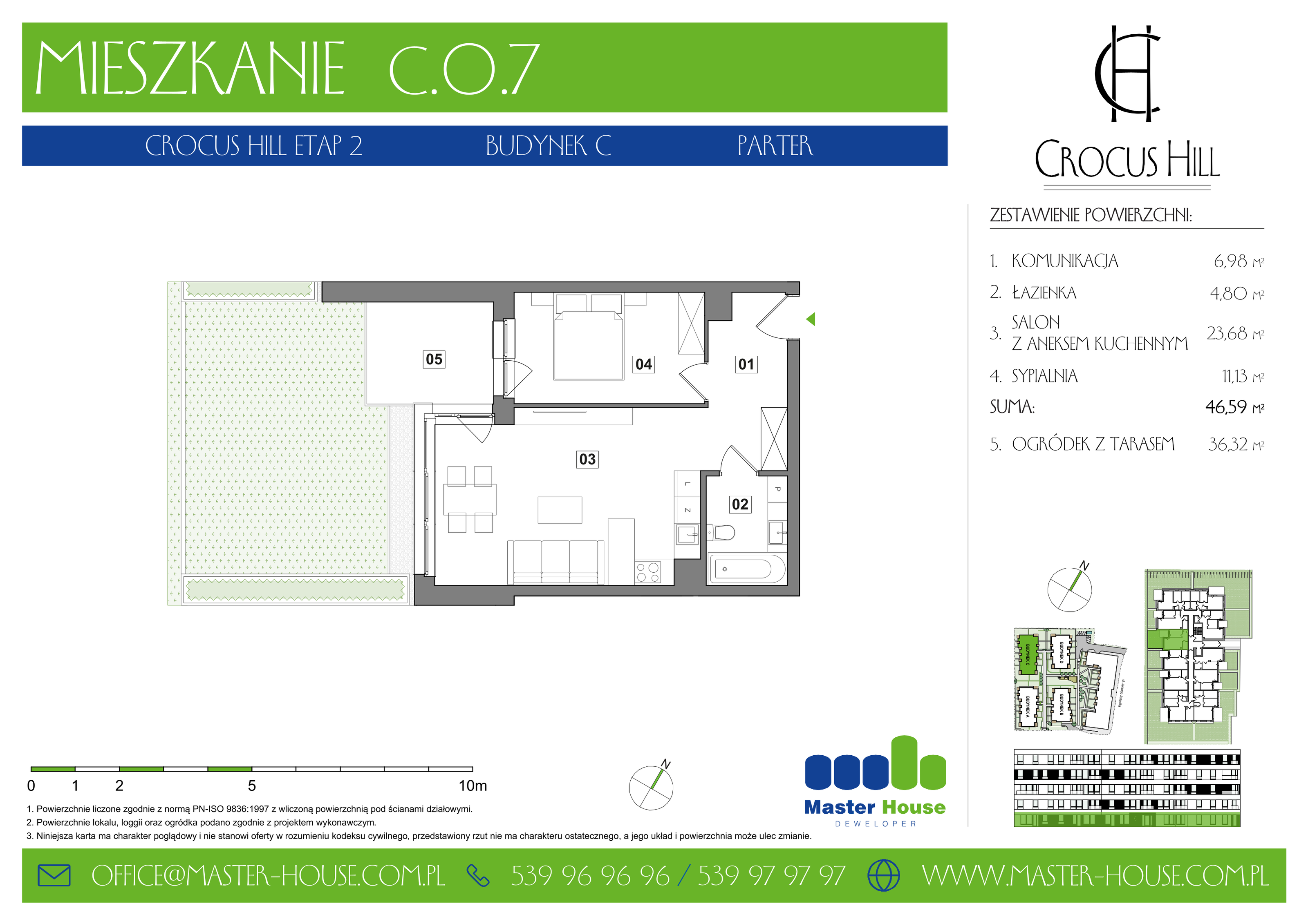 Mieszkanie 46,59 m², parter, oferta nr C.0.7, Crocus Hill, Szczecin, Śródmieście, ul. Jerzego Janosika 2, 2A, 3, 3A-idx