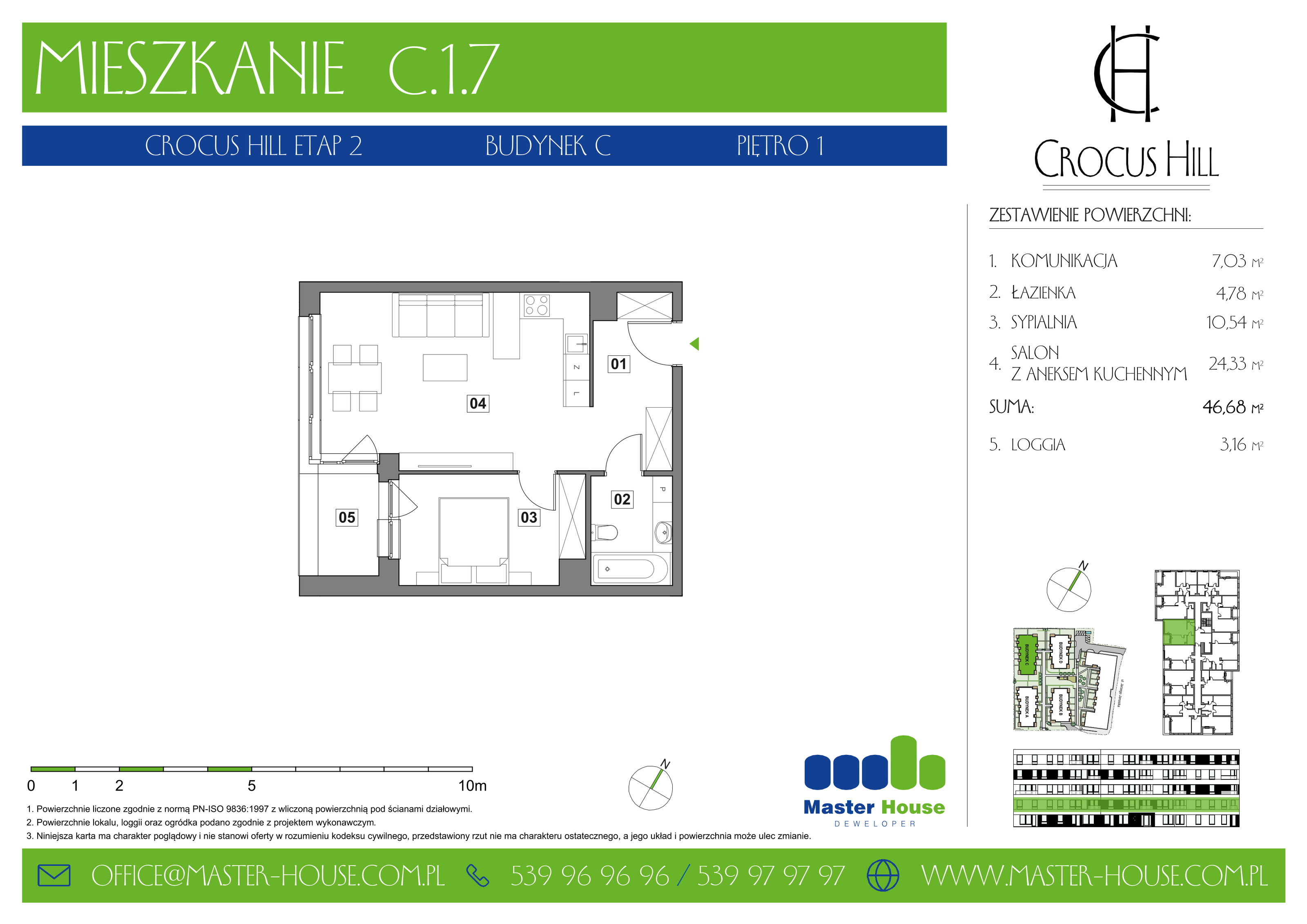 Mieszkanie 46,68 m², piętro 1, oferta nr C.1.7, Crocus Hill, Szczecin, Śródmieście, ul. Jerzego Janosika 2, 2A, 3, 3A-idx