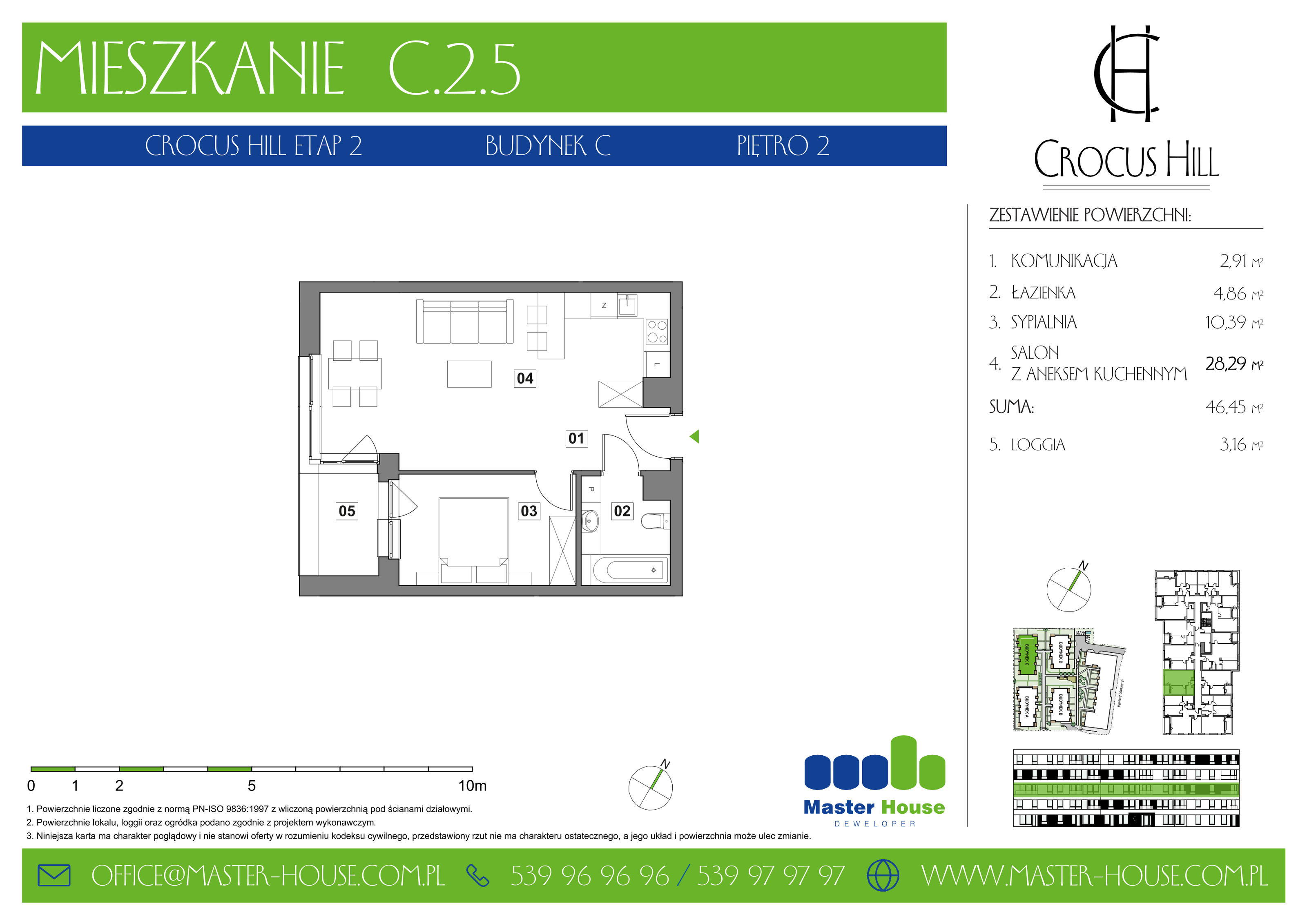 Mieszkanie 46,45 m², piętro 2, oferta nr C.2.5, Crocus Hill, Szczecin, Śródmieście, ul. Jerzego Janosika 2, 2A, 3, 3A-idx