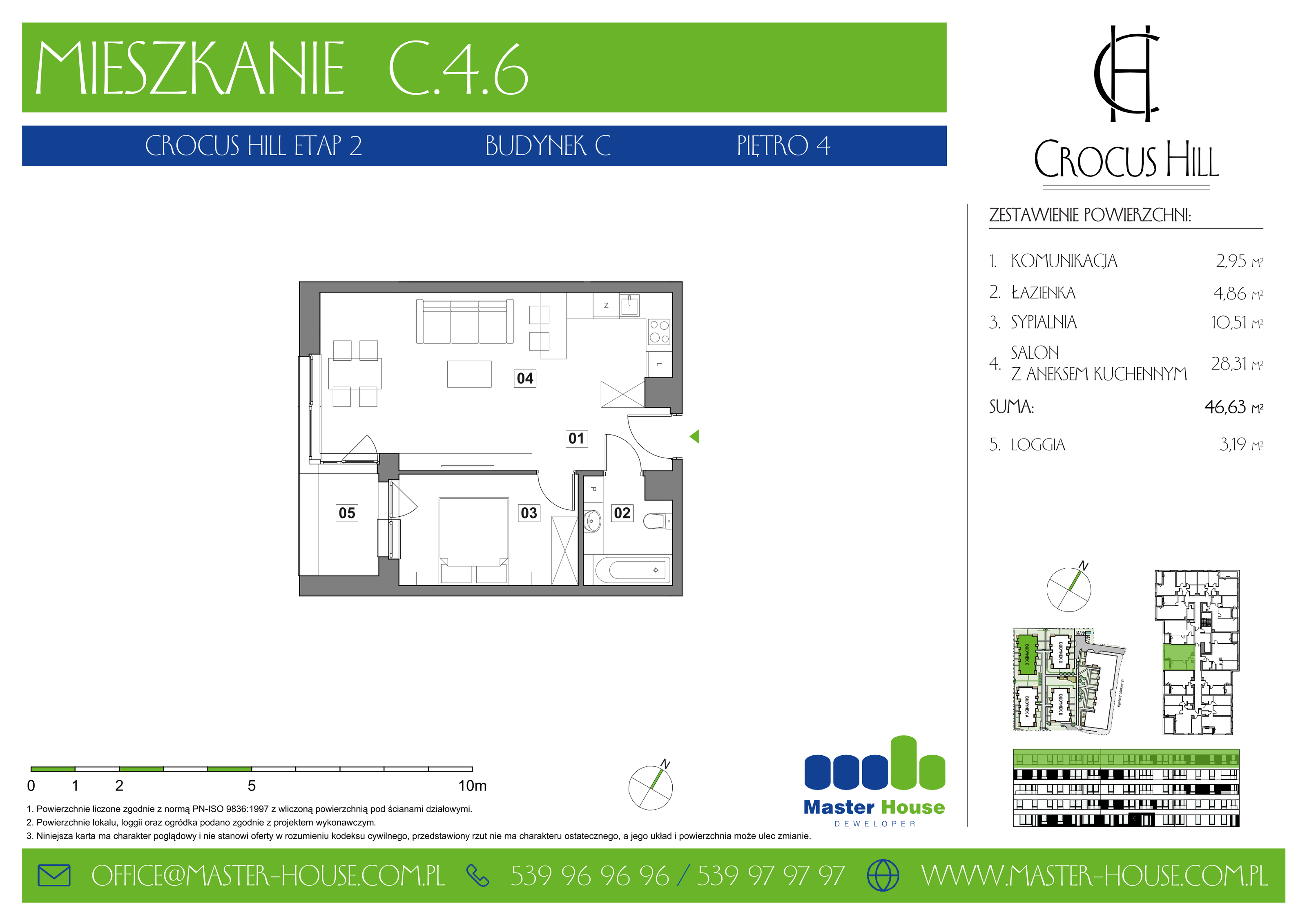 Mieszkanie 46,63 m², piętro 4, oferta nr C.4.6, Crocus Hill, Szczecin, Śródmieście, ul. Jerzego Janosika 2, 2A, 3, 3A-idx