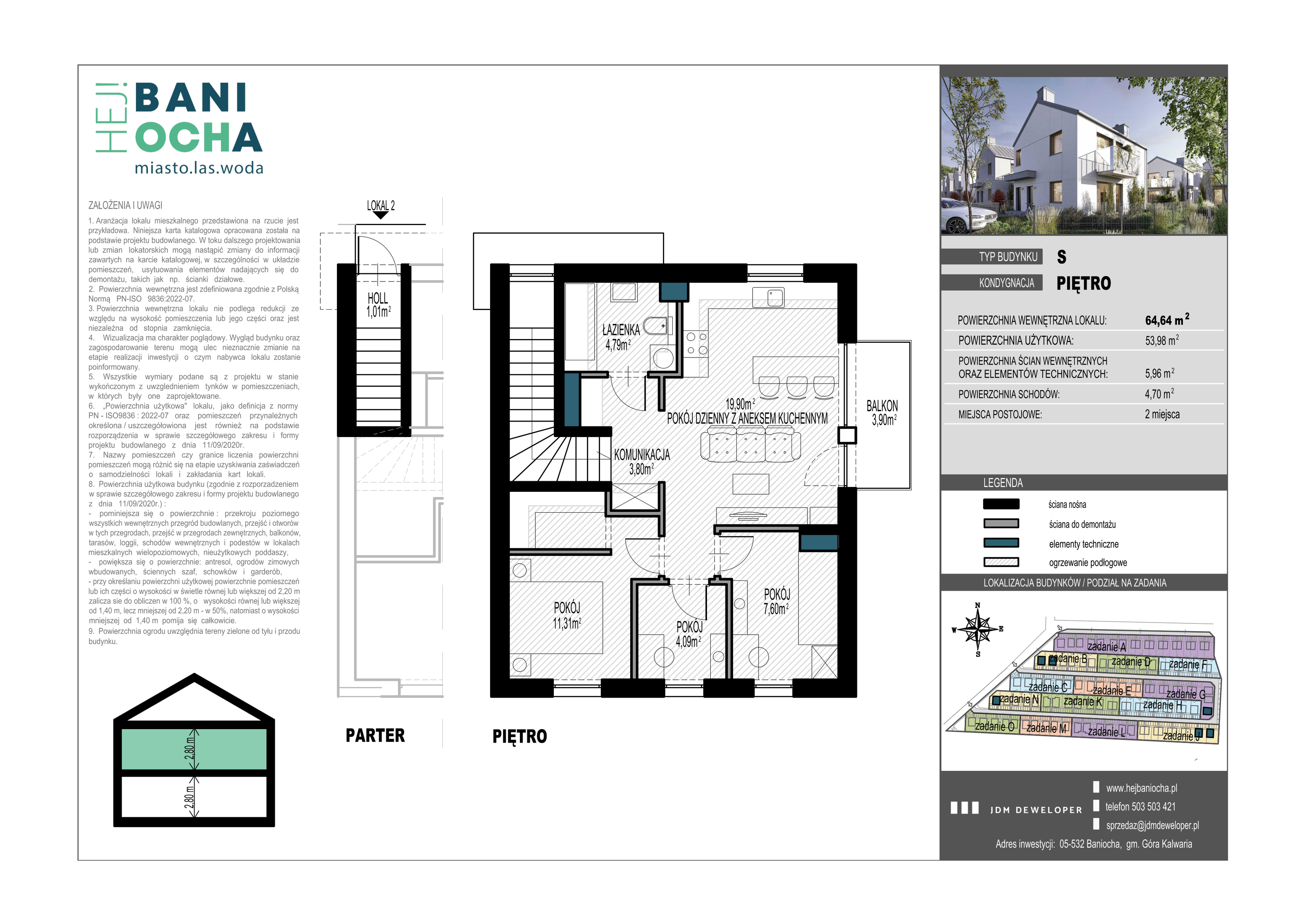 Mieszkanie 65,00 m², piętro 1, oferta nr B1.2, Hej! Baniocha Zadanie B, Baniocha, wjazd od ul. Spokojnej-idx