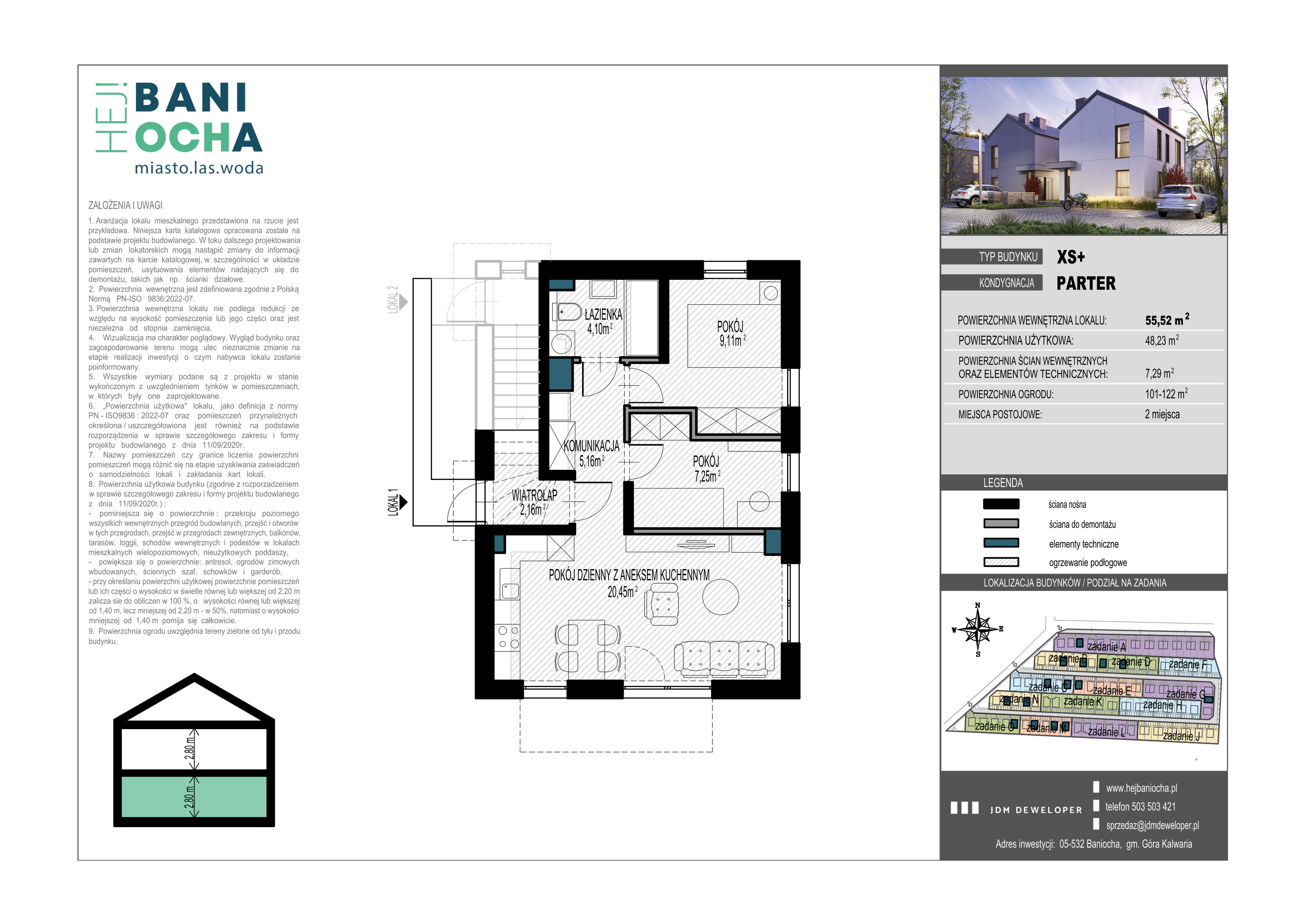 Mieszkanie 55,00 m², parter, oferta nr B3.1, Hej! Baniocha Zadanie B, Baniocha, wjazd od ul. Spokojnej-idx