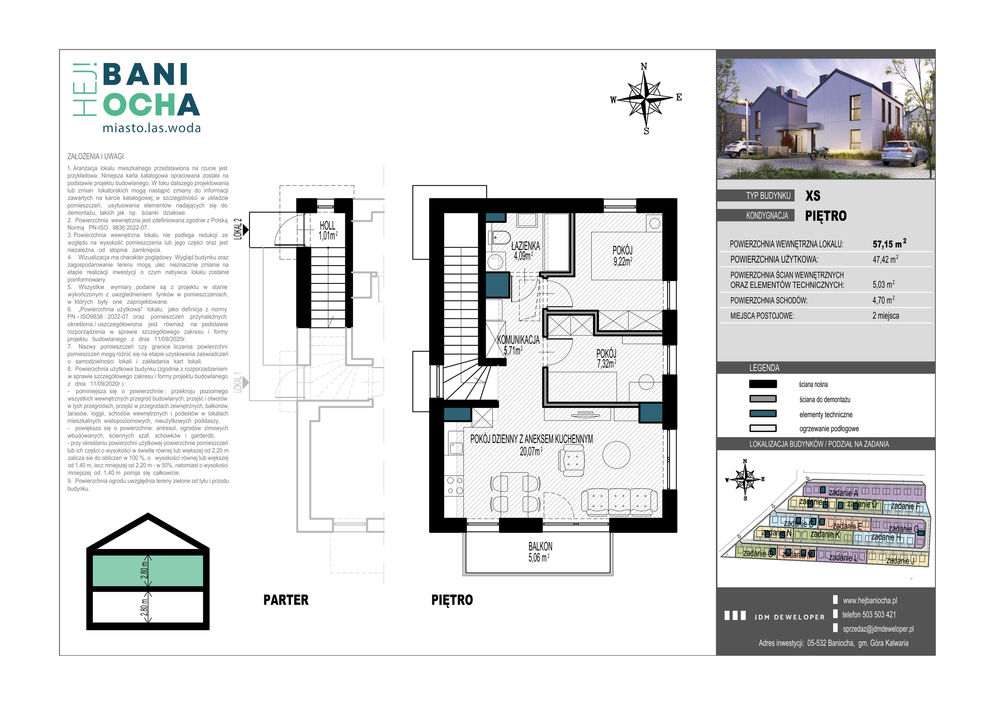 Mieszkanie 57,00 m², piętro 1, oferta nr B3.2, Hej! Baniocha Zadanie B, Baniocha, wjazd od ul. Spokojnej-idx