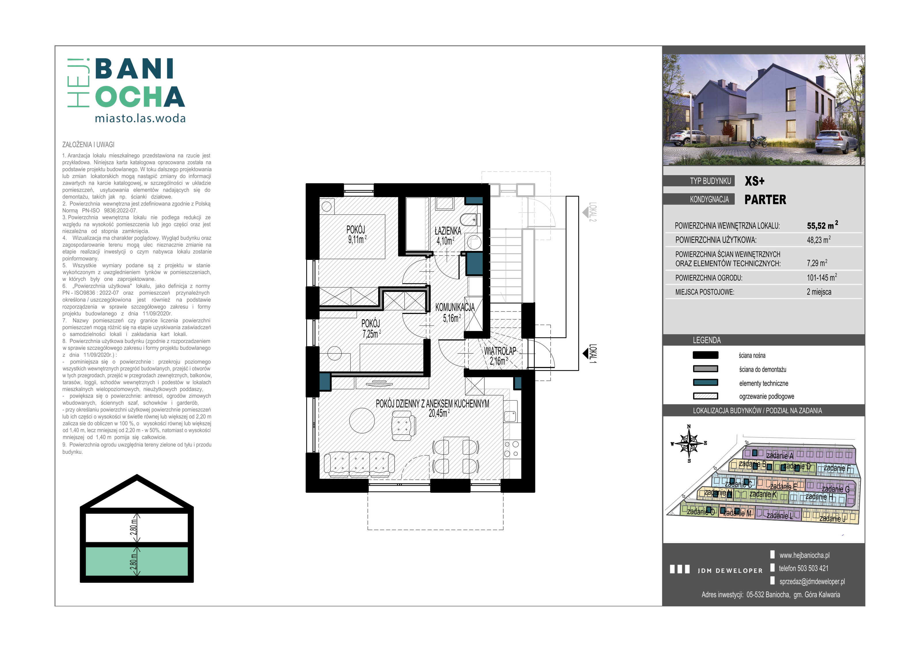 Mieszkanie 55,00 m², parter, oferta nr B4.1, Hej! Baniocha Zadanie B, Baniocha, wjazd od ul. Spokojnej-idx