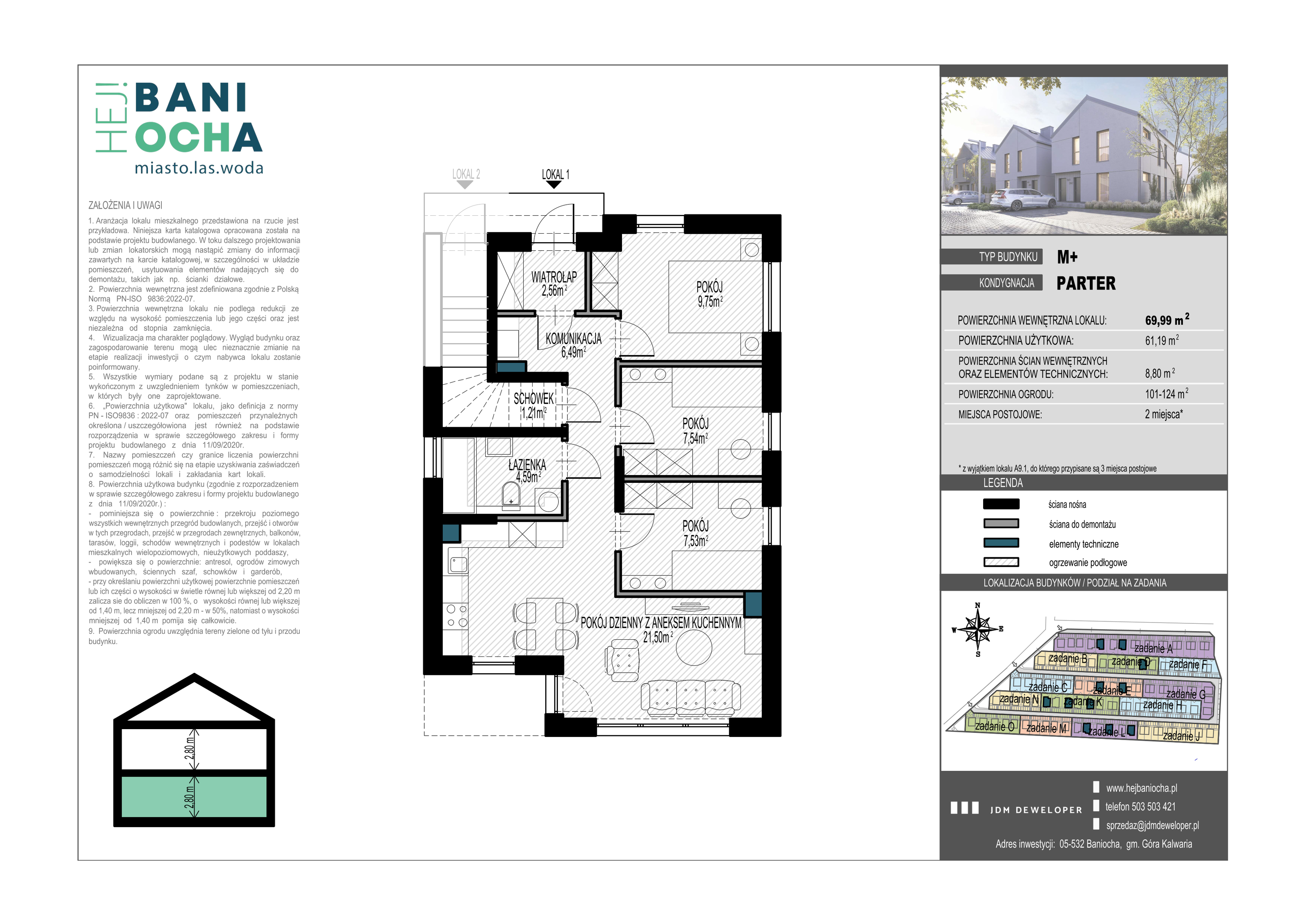 Mieszkanie 70,00 m², parter, oferta nr A7.1, Hej! Baniocha, Baniocha, wjazd od ul. Spokojnej-idx