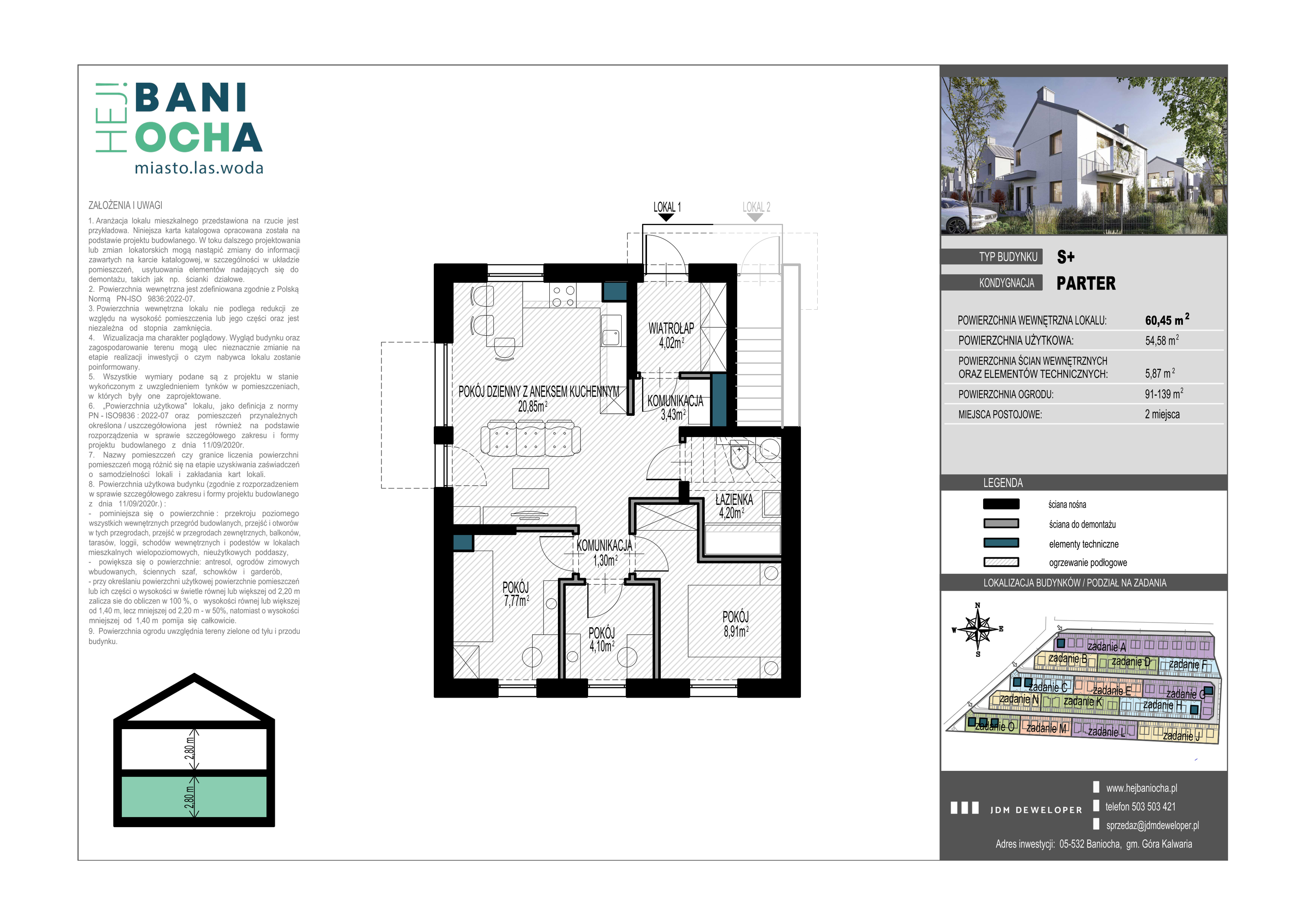 Mieszkanie 60,00 m², parter, oferta nr A13.1, Hej! Baniocha, Baniocha, wjazd od ul. Spokojnej-idx