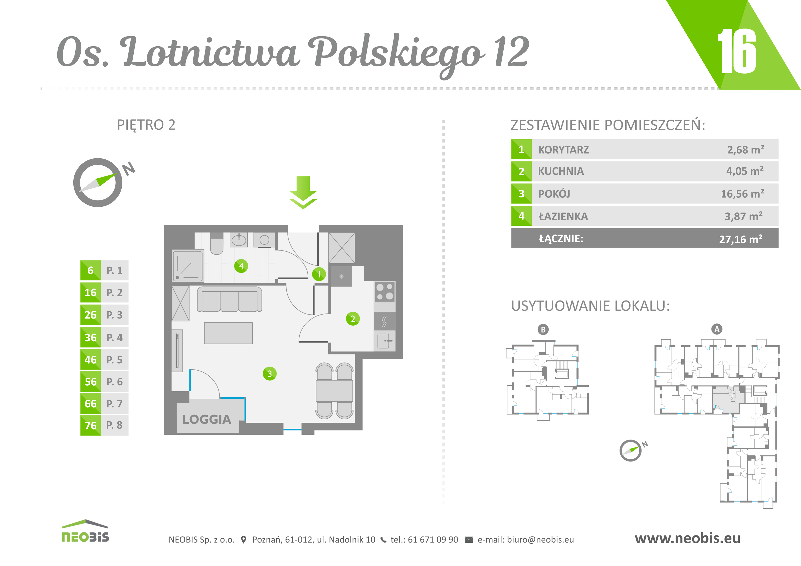 Mieszkanie 27,16 m², piętro 2, oferta nr 16, Osiedle Lotnictwa Polskiego 12, Poznań, Ogrody, Ogrody, ul. Lotnictwa Polskiego 12-idx