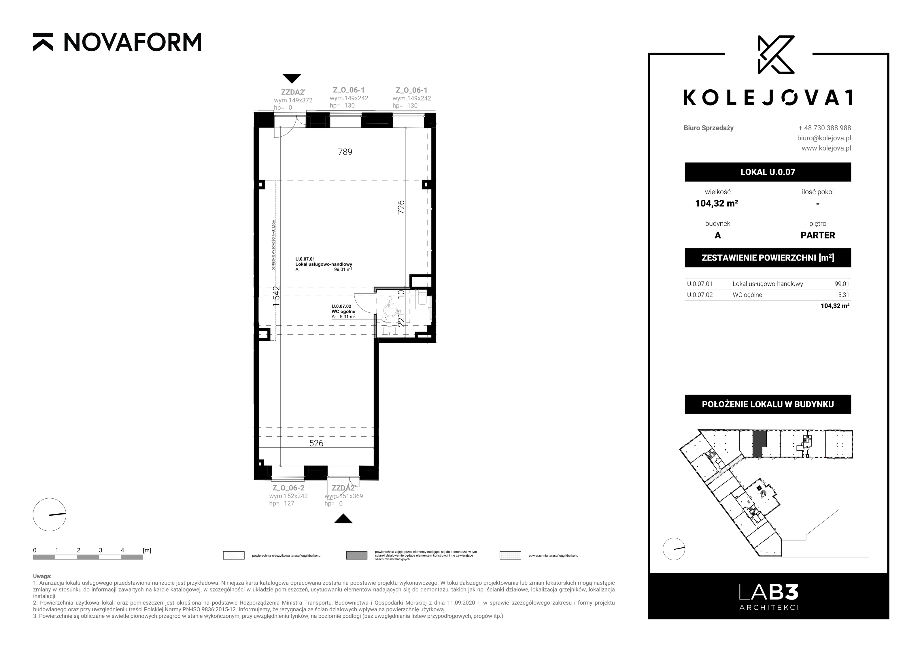 Lokal użytkowy 112,35 m², oferta nr U-0-08, Kolejova 1 - lokale usługowe, Poznań, Grunwald, Łazarz, ul. Kolejowa 1/3-idx