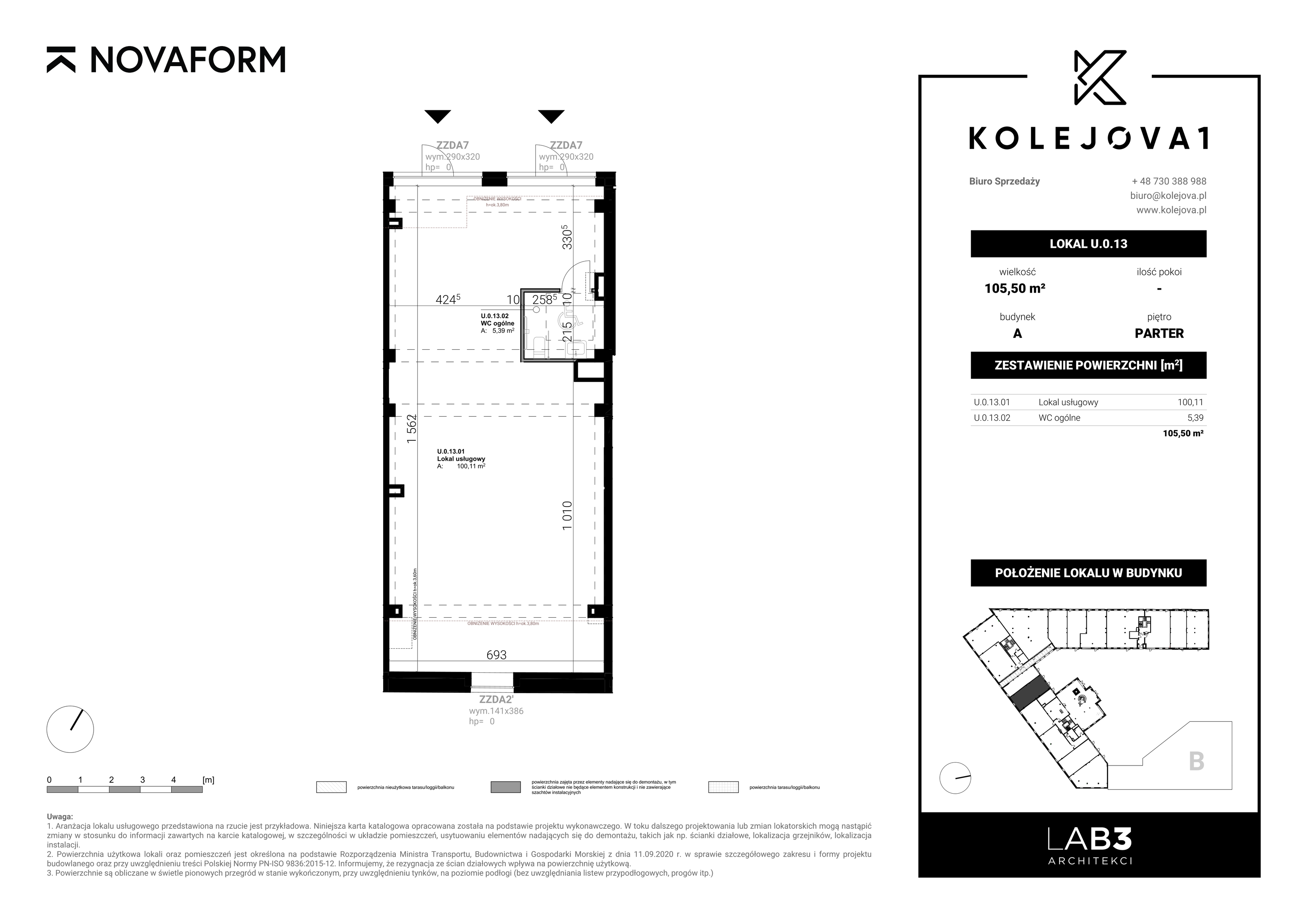 Lokal użytkowy 107,06 m², oferta nr U-0-14, Kolejova 1 - lokale usługowe, Poznań, Grunwald, Łazarz, ul. Kolejowa 1/3-idx