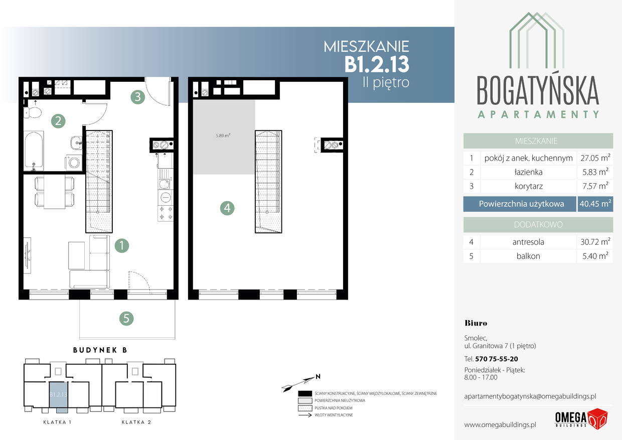 Mieszkanie 77,06 m², piętro 2, oferta nr B1.2.13, Bogatyńska Apartamenty, Wrocław, Maślice, Fabryczna, ul. Bogatyńska-idx