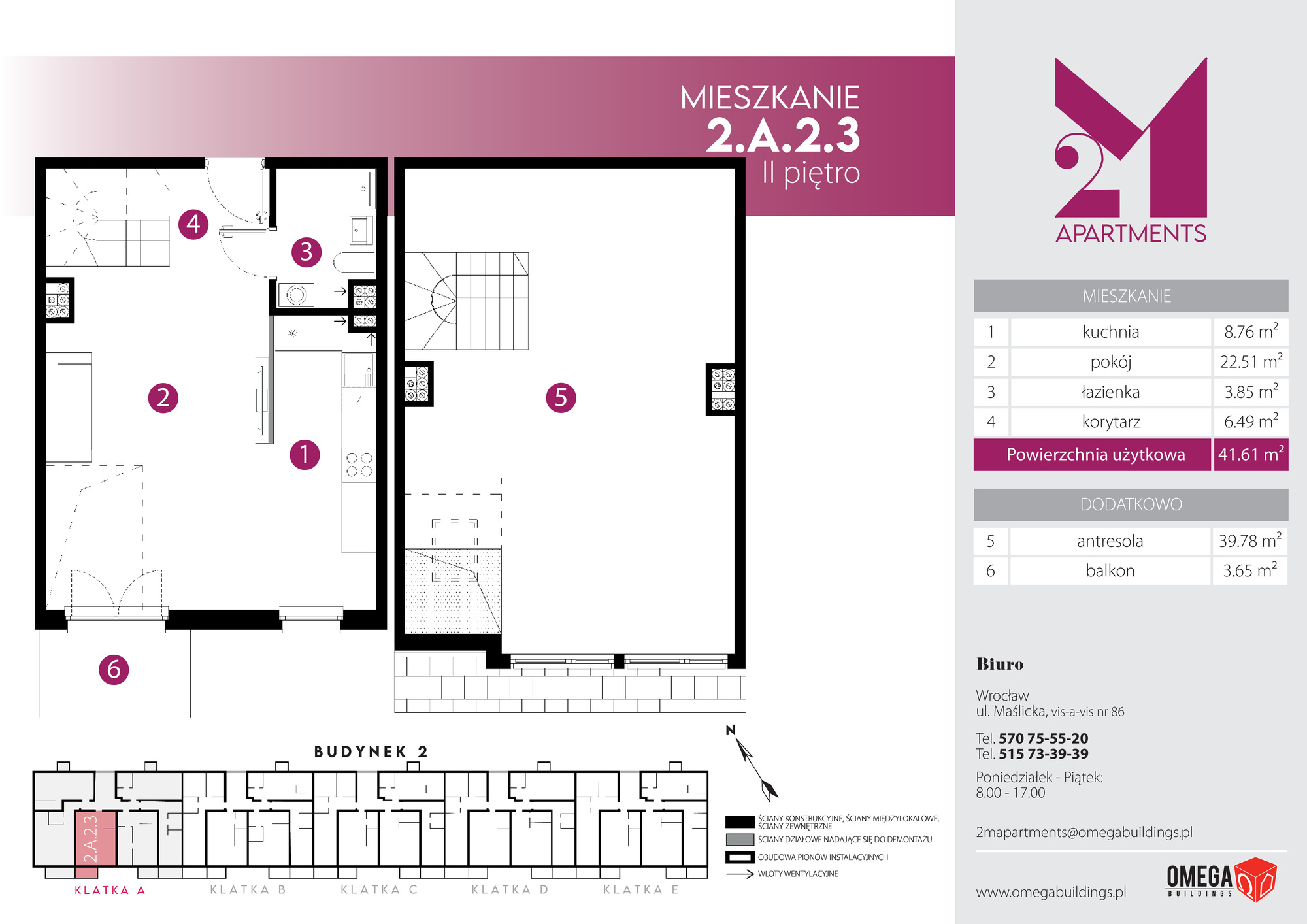 Mieszkanie 81,39 m², piętro 2, oferta nr 2.A.2.3, 2M Apartments, Wrocław, Maślice, Fabryczna, ul. Zawidowska-idx