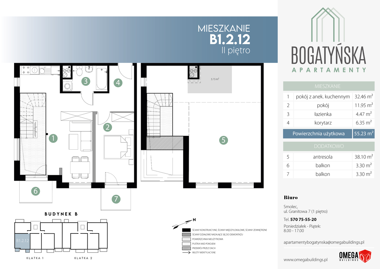 Mieszkanie 97,06 m², piętro 2, oferta nr B1.2.12, Bogatyńska Apartamenty, Wrocław, Maślice, Fabryczna, ul. Bogatyńska-idx