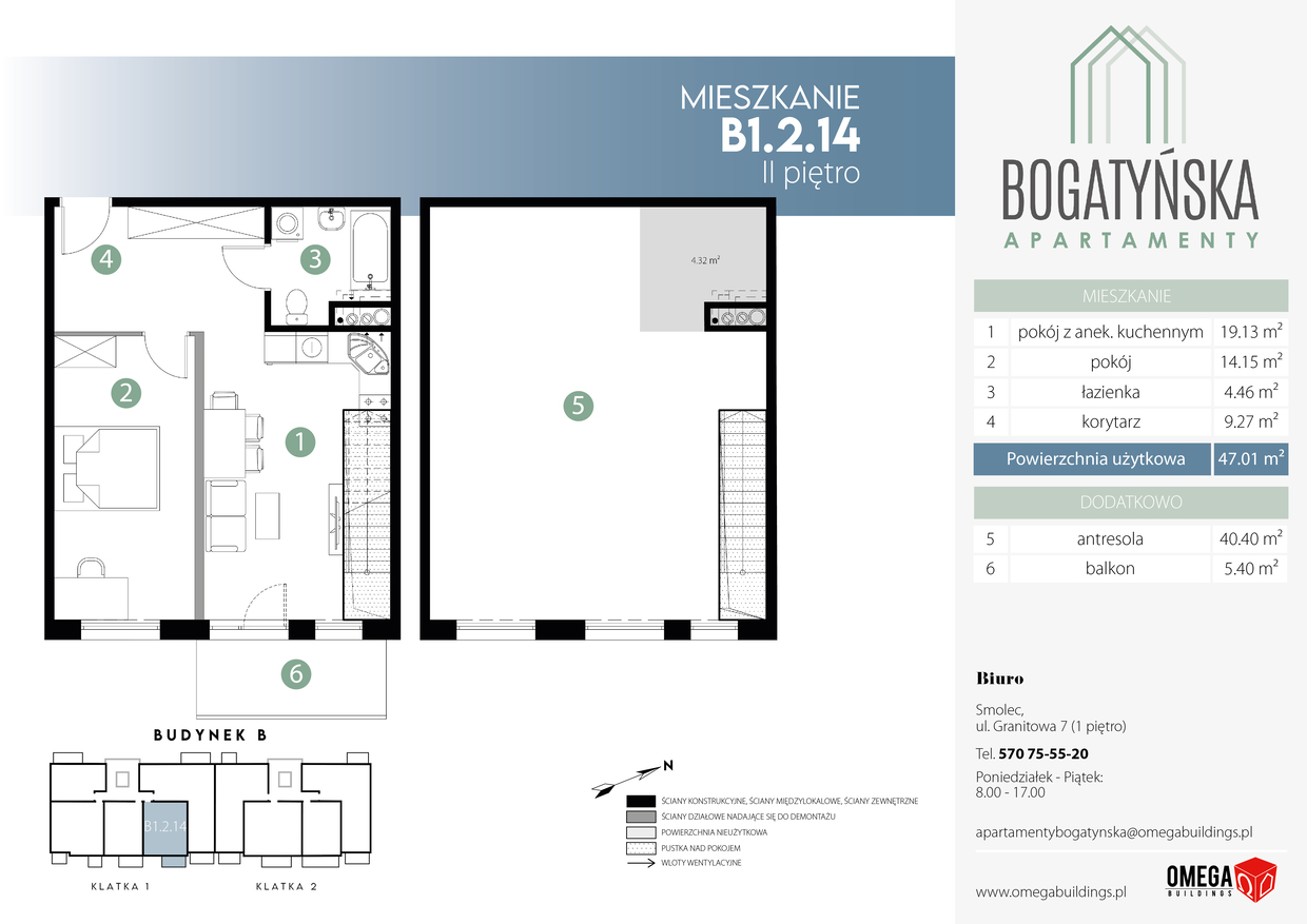 Mieszkanie 91,73 m², piętro 2, oferta nr B1.2.14, Bogatyńska Apartamenty, Wrocław, Maślice, Fabryczna, ul. Bogatyńska-idx