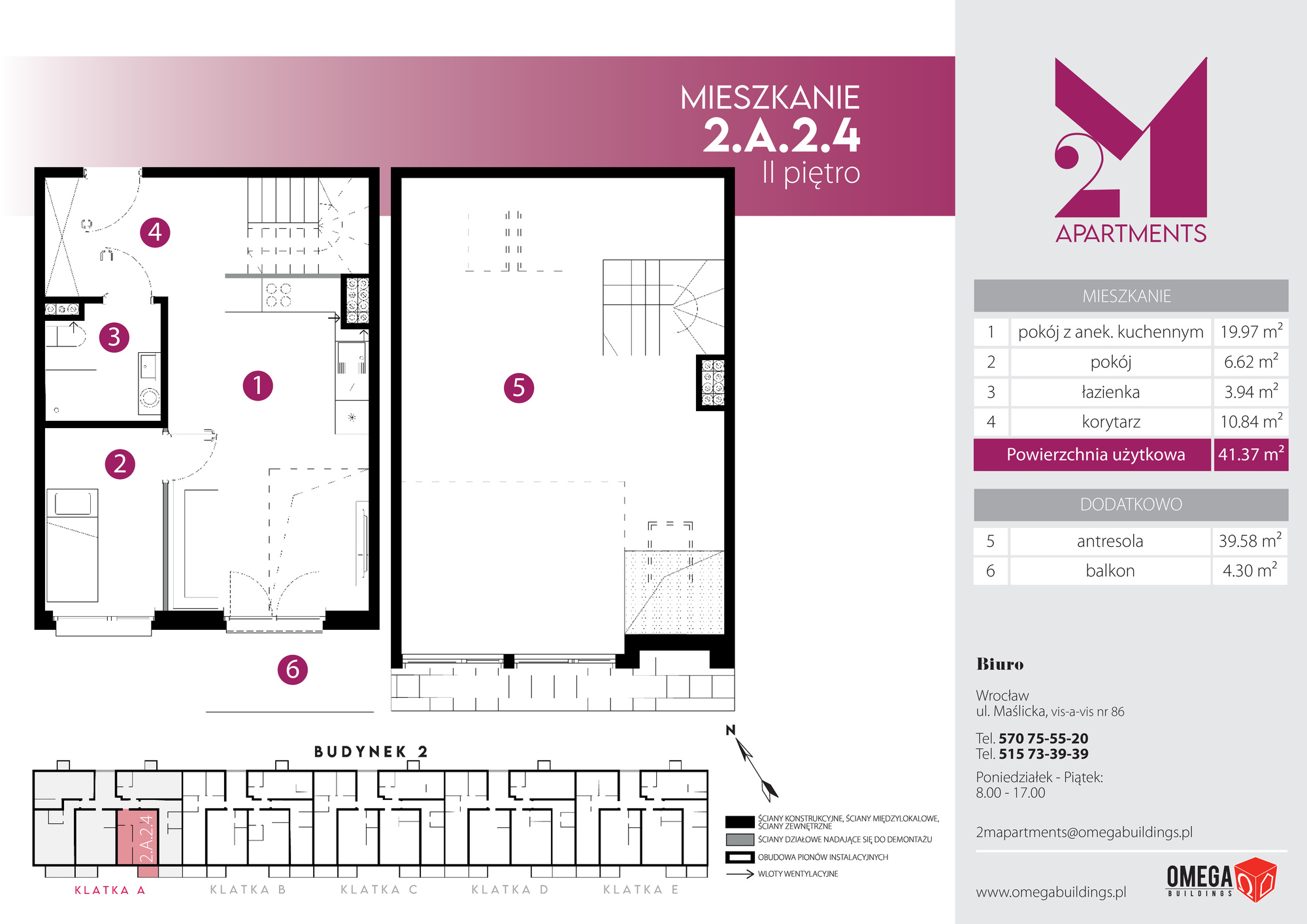 Mieszkanie 80,95 m², piętro 2, oferta nr 2.A.2.4, 2M Apartments, Wrocław, Maślice, Fabryczna, ul. Zawidowska-idx