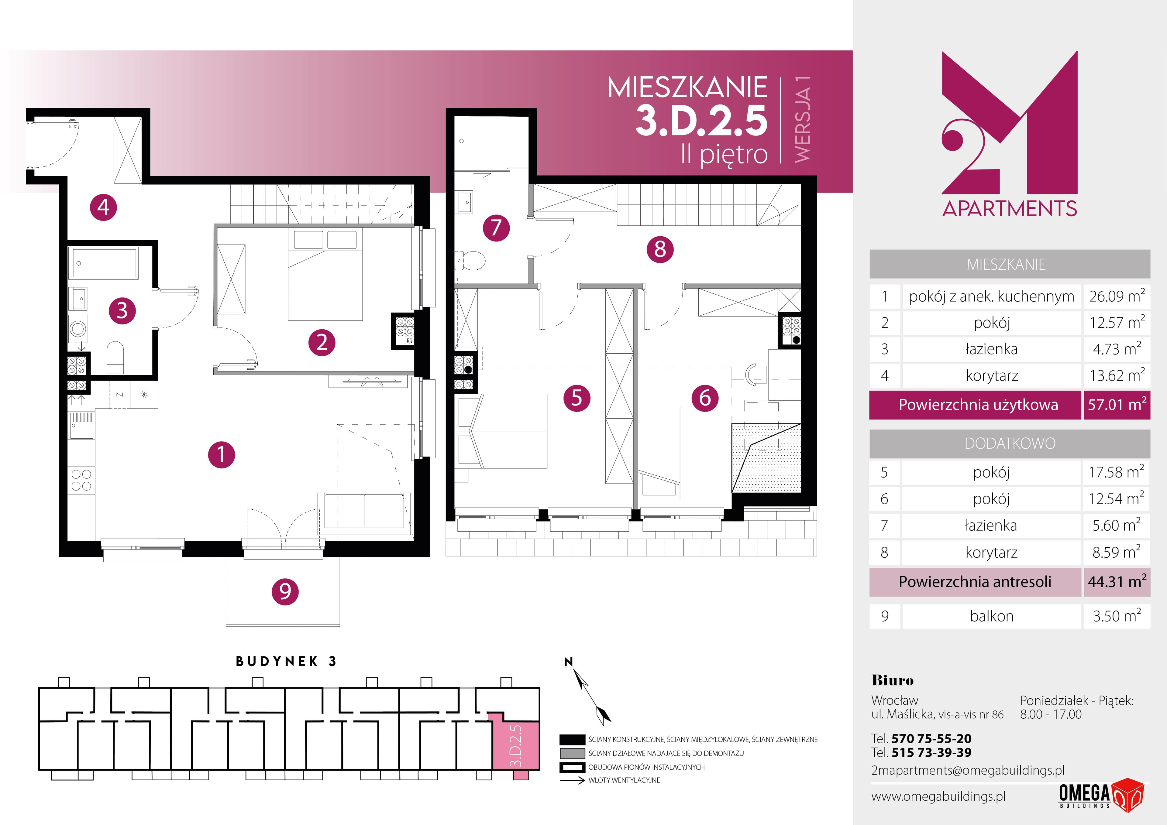 Mieszkanie 102,92 m², piętro 2, oferta nr D.2.5, 2M Apartments, Wrocław, Maślice, Fabryczna, ul. Zawidowska-idx