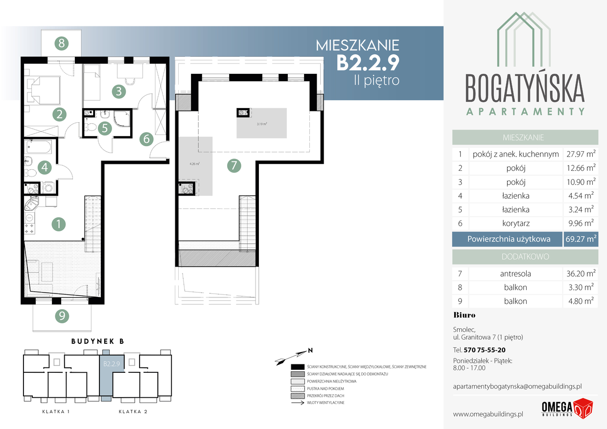 Mieszkanie 112,92 m², piętro 2, oferta nr B2.2.9, Bogatyńska Apartamenty, Wrocław, Maślice, Fabryczna, ul. Bogatyńska-idx