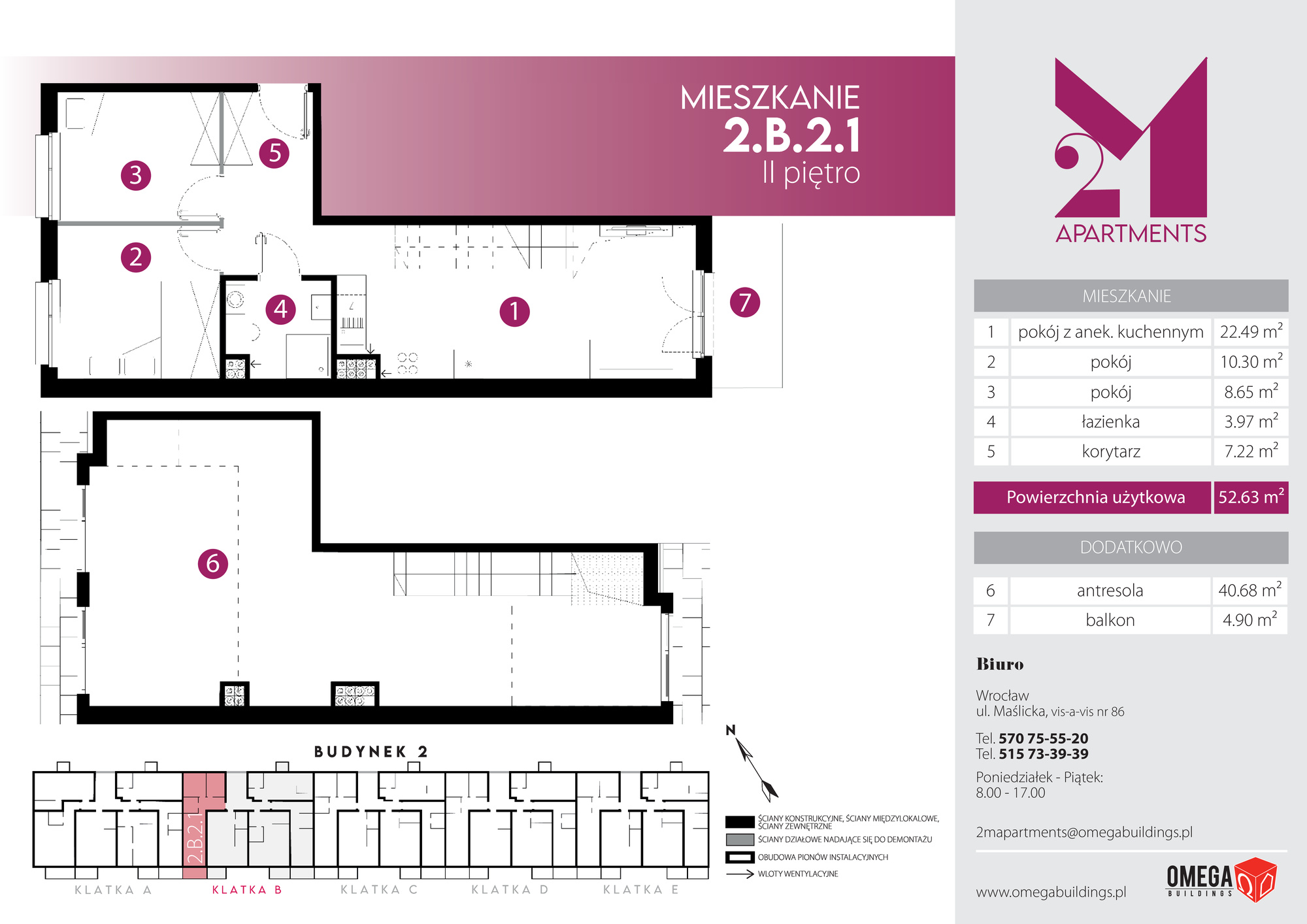 Mieszkanie 93,31 m², piętro 2, oferta nr 2.B.2.1, 2M Apartments, Wrocław, Maślice, Fabryczna, ul. Zawidowska-idx