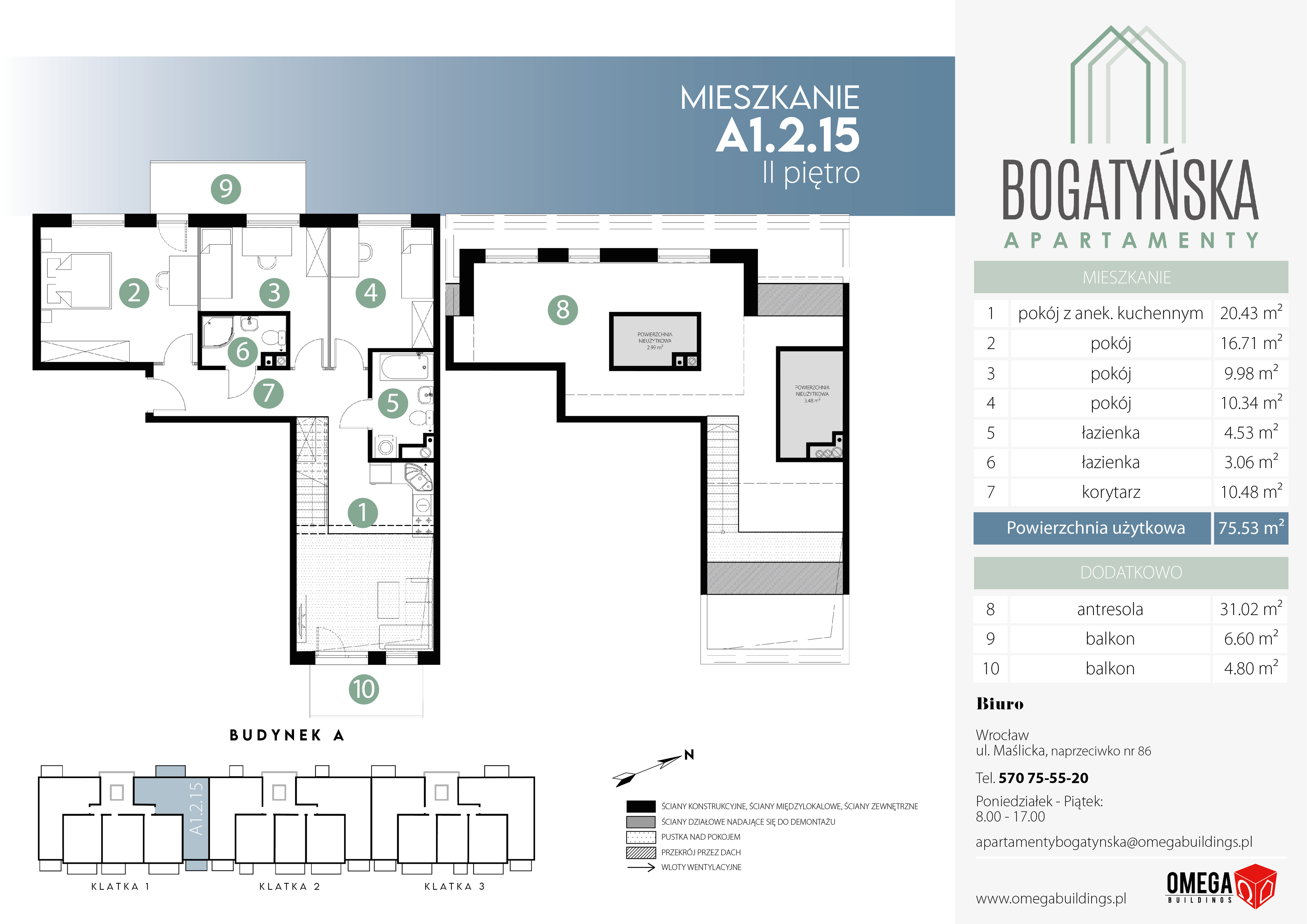 Mieszkanie 113,02 m², piętro 2, oferta nr A1.2.15, Bogatyńska Apartamenty, Wrocław, Maślice, Fabryczna, ul. Bogatyńska-idx