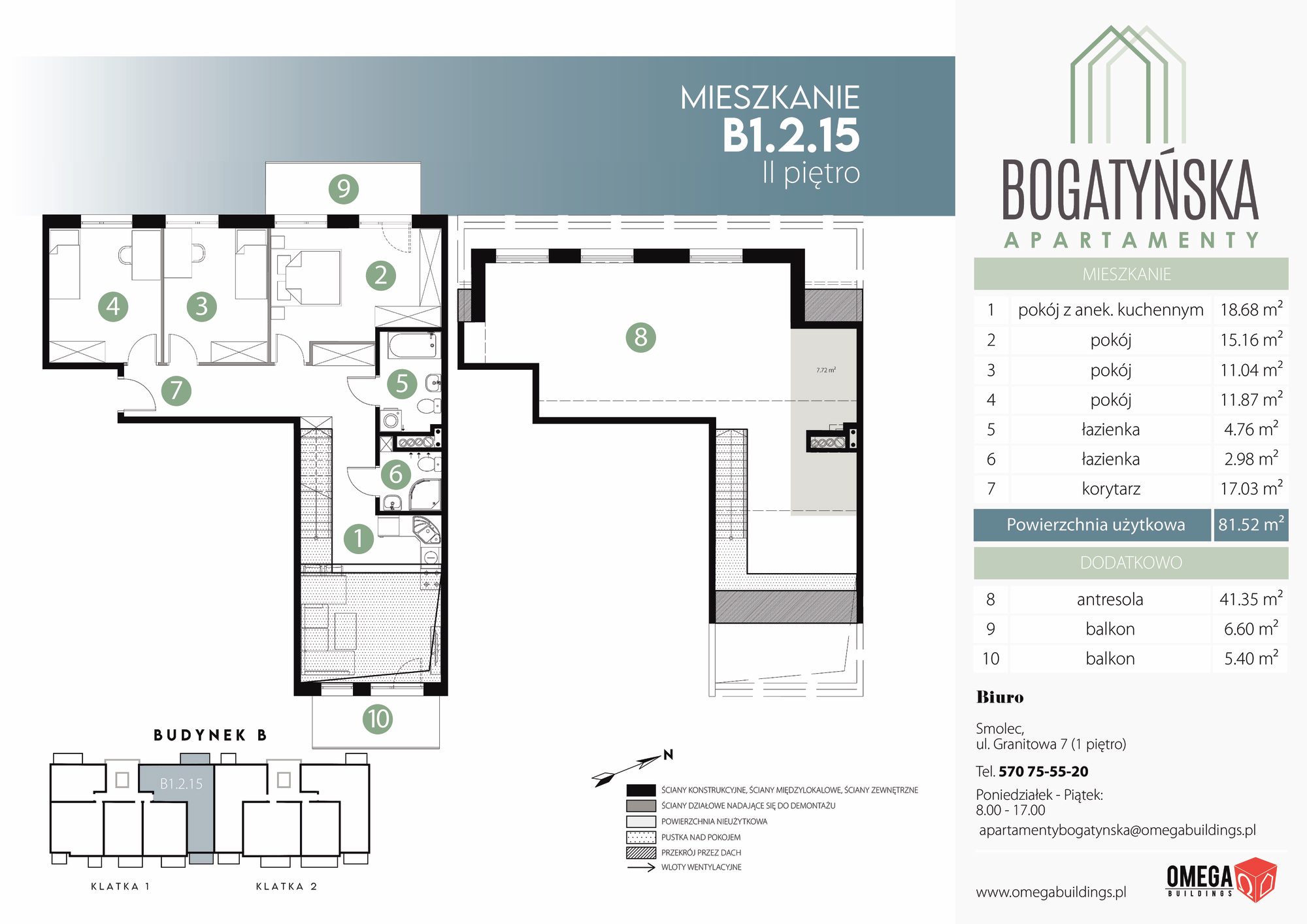 Mieszkanie 130,59 m², piętro 2, oferta nr B1.2.15, Bogatyńska Apartamenty, Wrocław, Maślice, Fabryczna, ul. Bogatyńska-idx