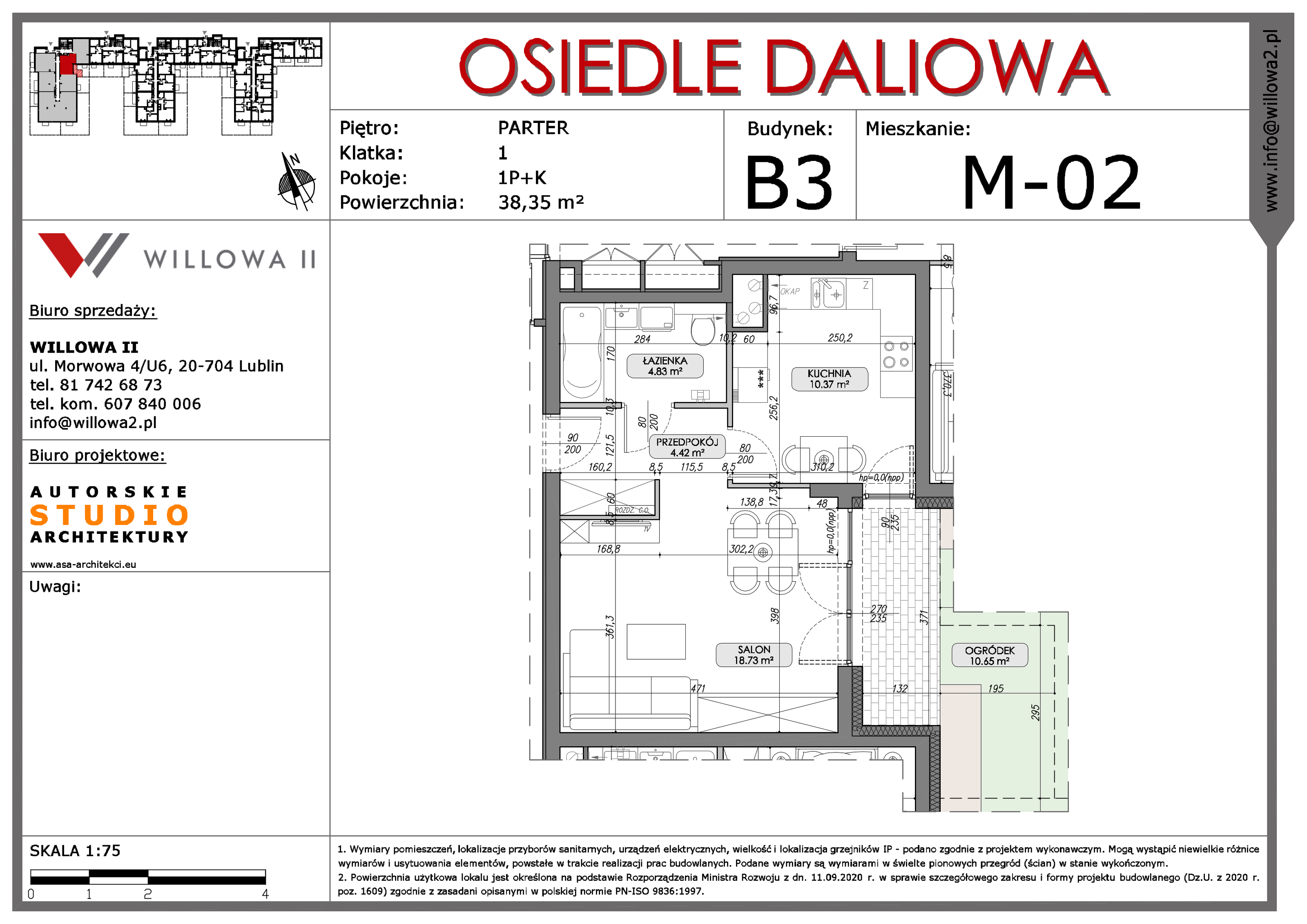 Mieszkanie 38,35 m², parter, oferta nr 2, OSIEDLE DALIOWA, Lublin, Ponikwoda, ul. Daliowa-idx