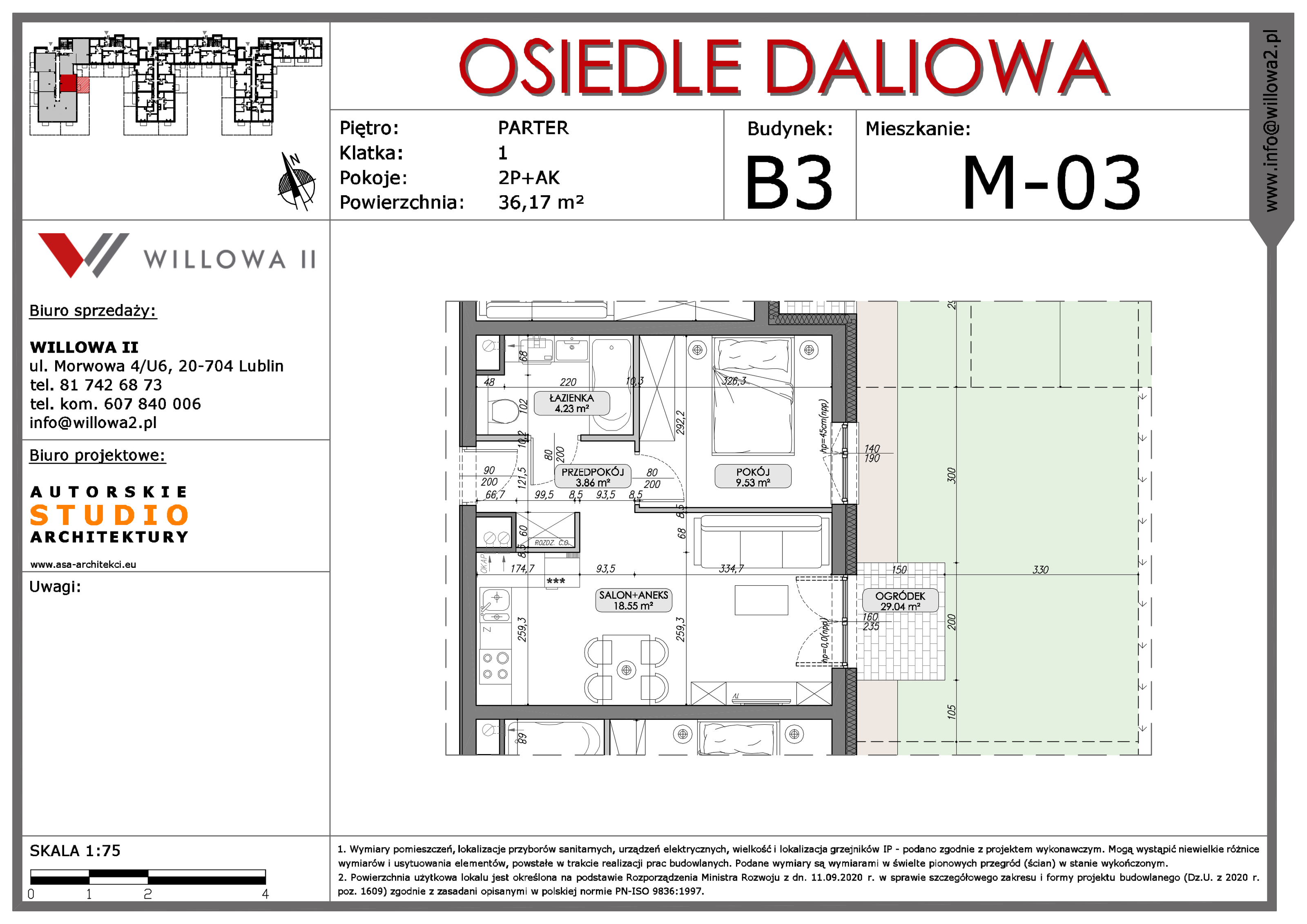 Mieszkanie 36,17 m², parter, oferta nr 3, OSIEDLE DALIOWA, Lublin, Ponikwoda, ul. Daliowa-idx