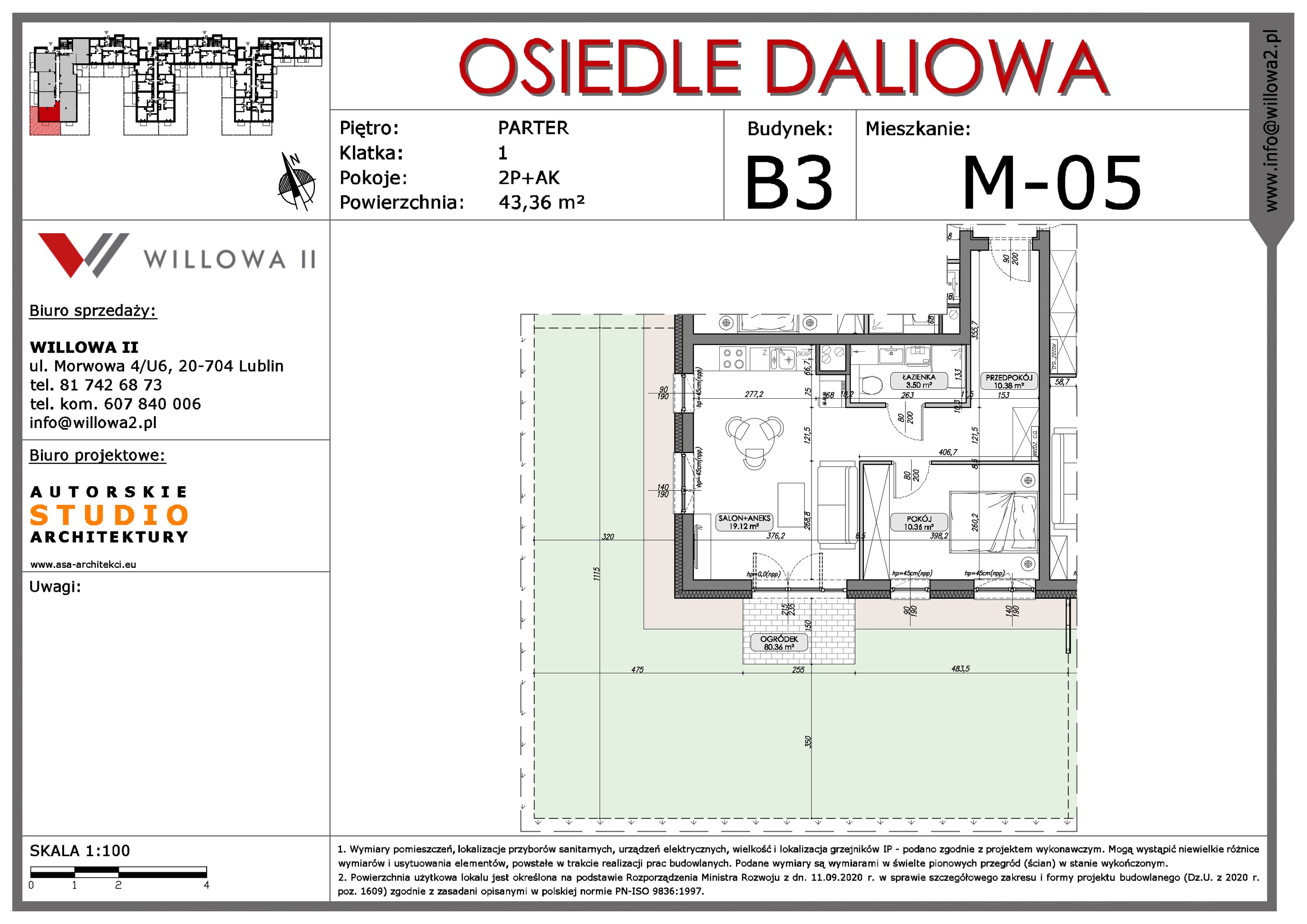 Mieszkanie 43,33 m², parter, oferta nr 5, OSIEDLE DALIOWA, Lublin, Ponikwoda, ul. Daliowa-idx