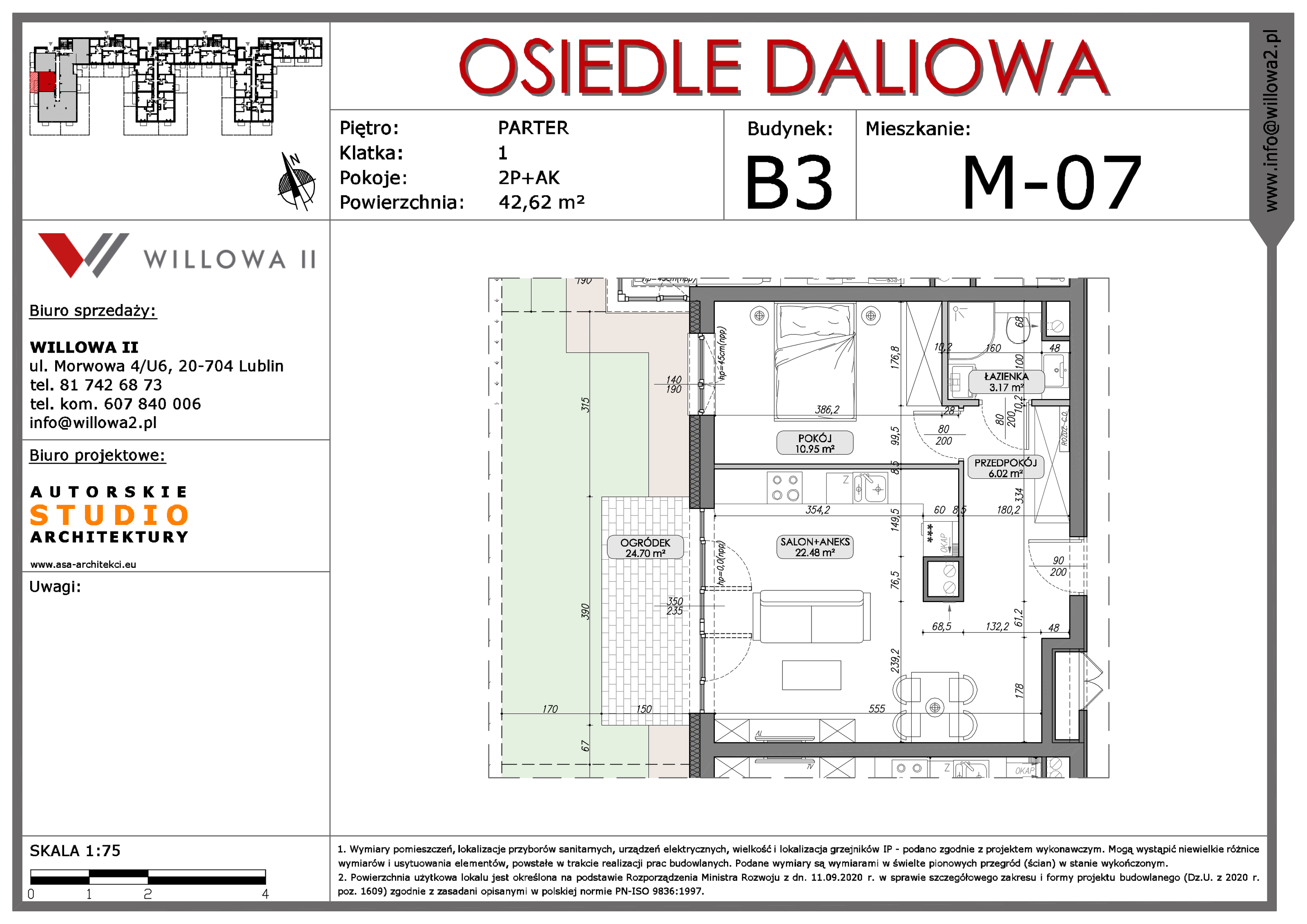 Mieszkanie 42,59 m², parter, oferta nr 7, OSIEDLE DALIOWA, Lublin, Ponikwoda, ul. Daliowa-idx