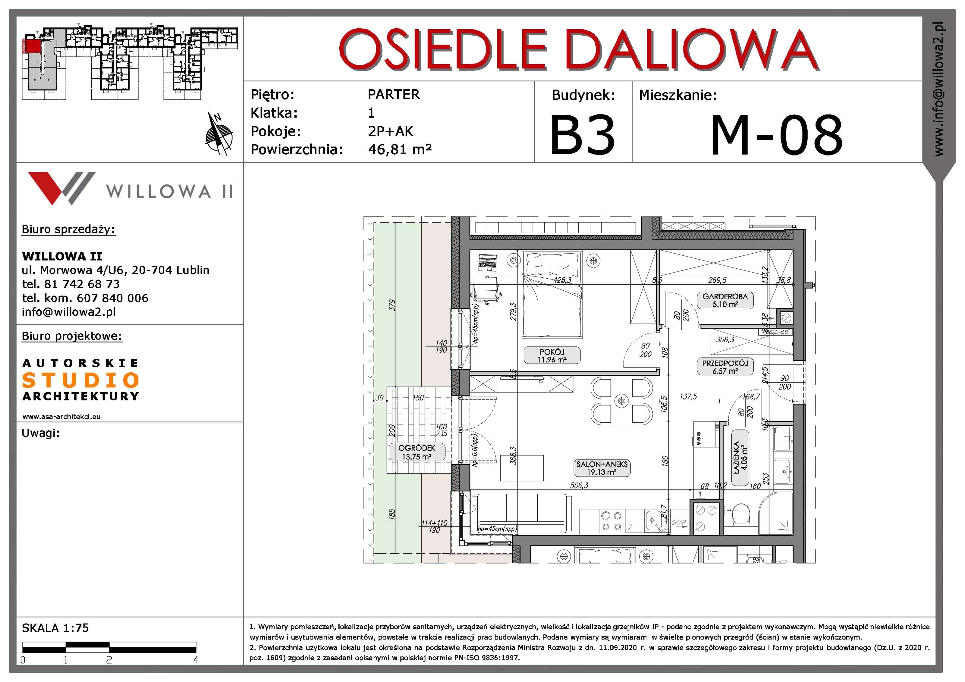 Mieszkanie 46,81 m², piętro 1, oferta nr 8, OSIEDLE DALIOWA, Lublin, Ponikwoda, ul. Daliowa-idx