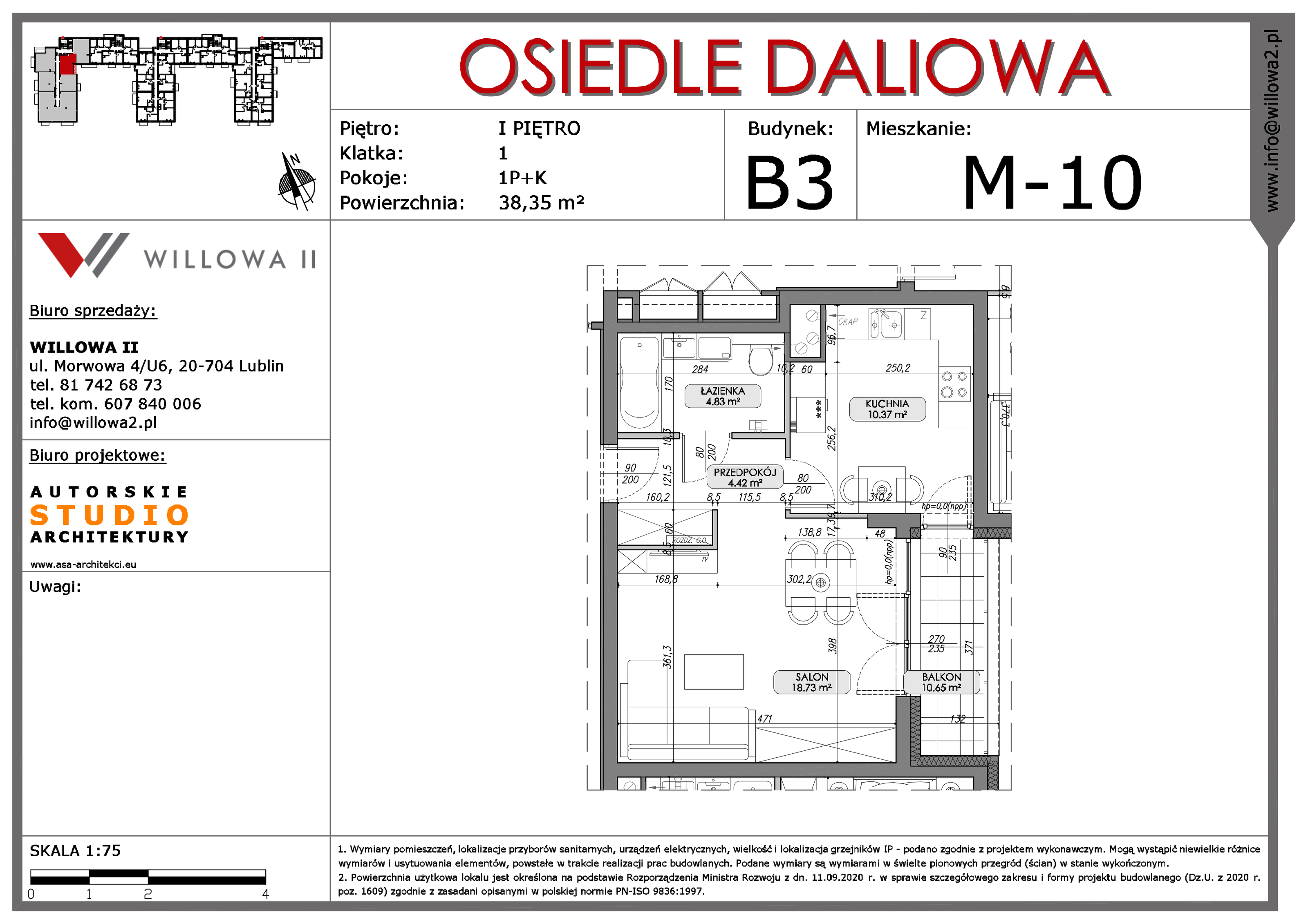 Mieszkanie 38,35 m², piętro 1, oferta nr 10, OSIEDLE DALIOWA, Lublin, Ponikwoda, ul. Daliowa-idx