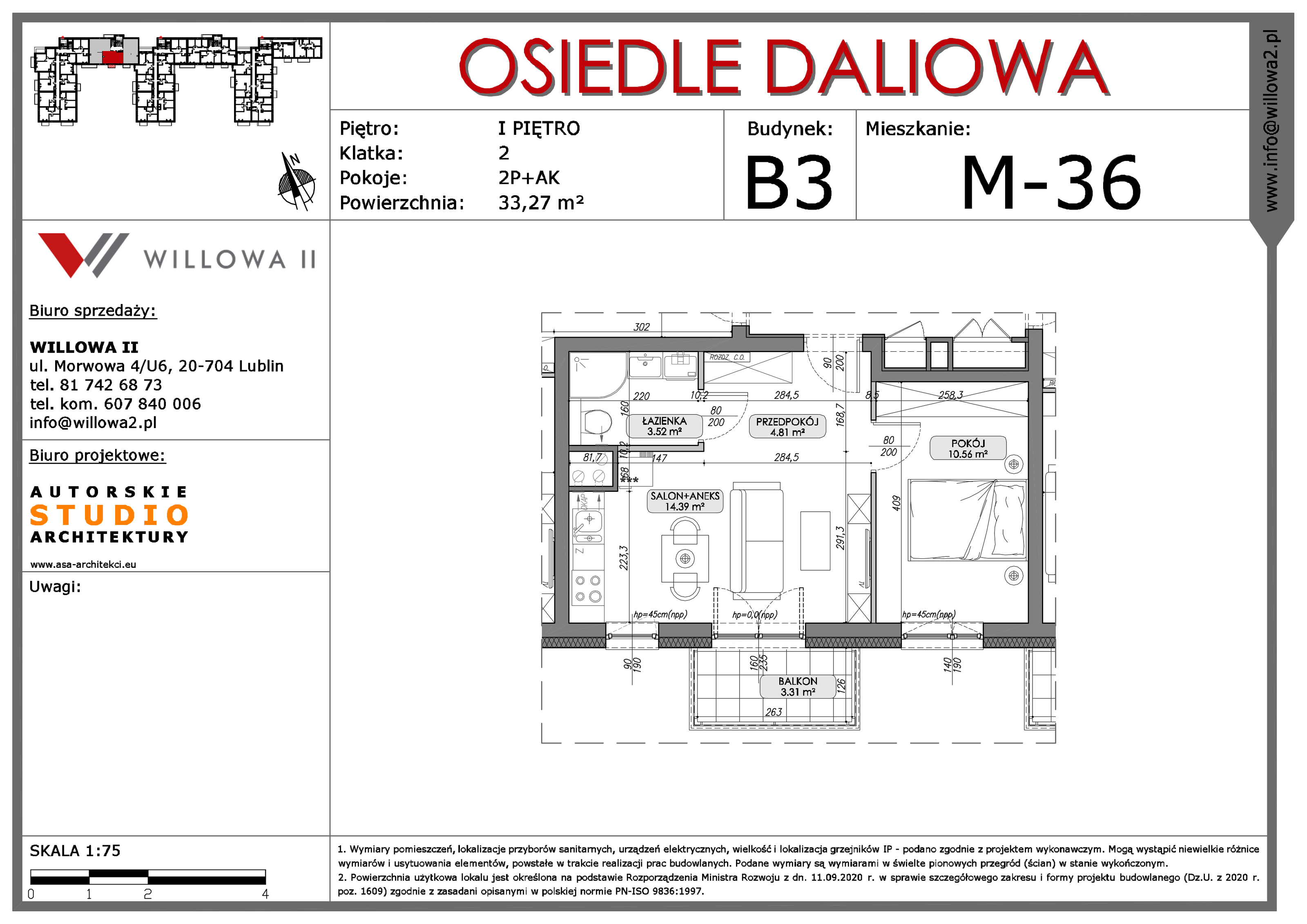 Mieszkanie 33,27 m², piętro 1, oferta nr 36, OSIEDLE DALIOWA, Lublin, Ponikwoda, ul. Daliowa-idx