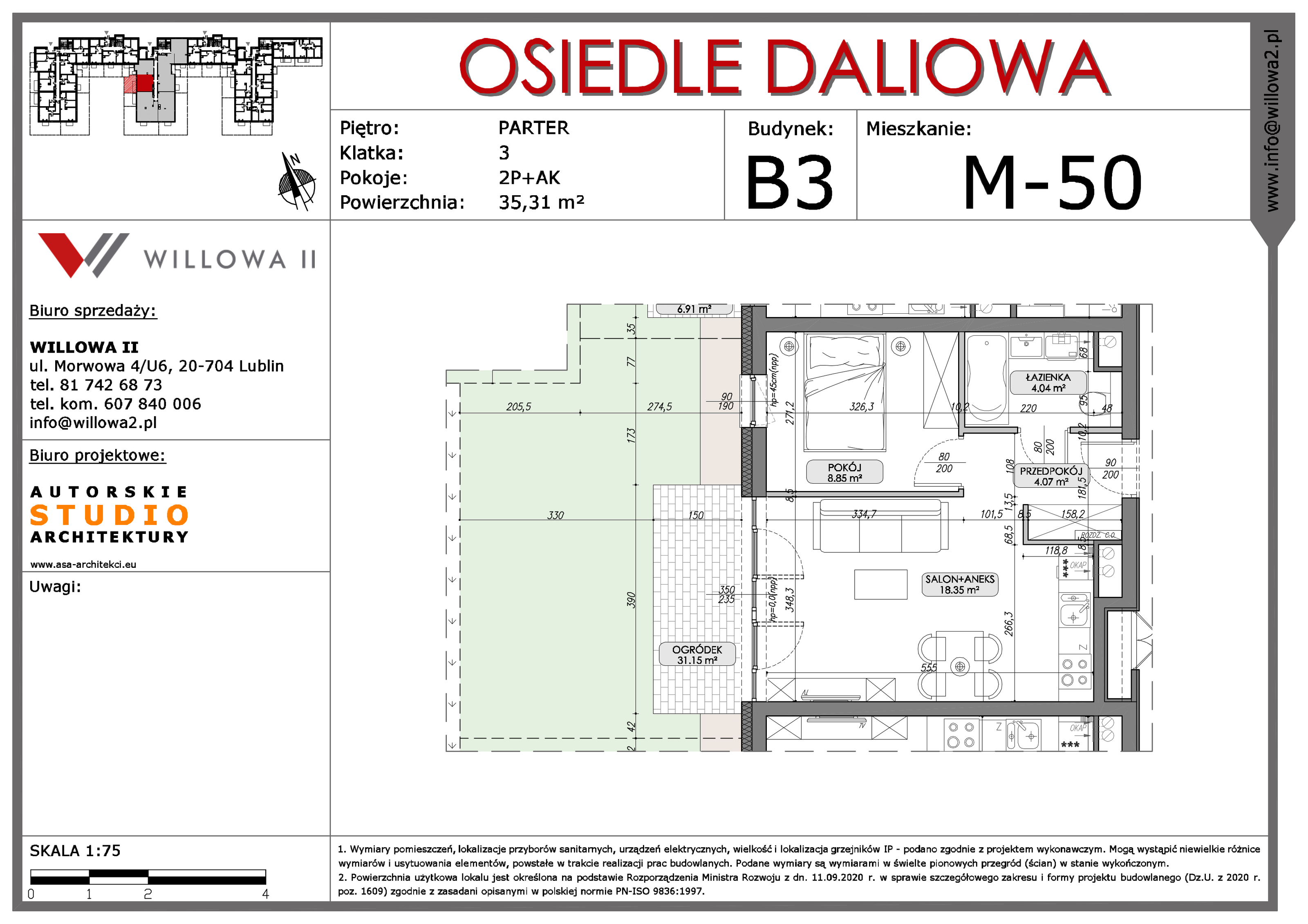 Mieszkanie 35,31 m², parter, oferta nr 50, OSIEDLE DALIOWA, Lublin, Ponikwoda, ul. Daliowa-idx