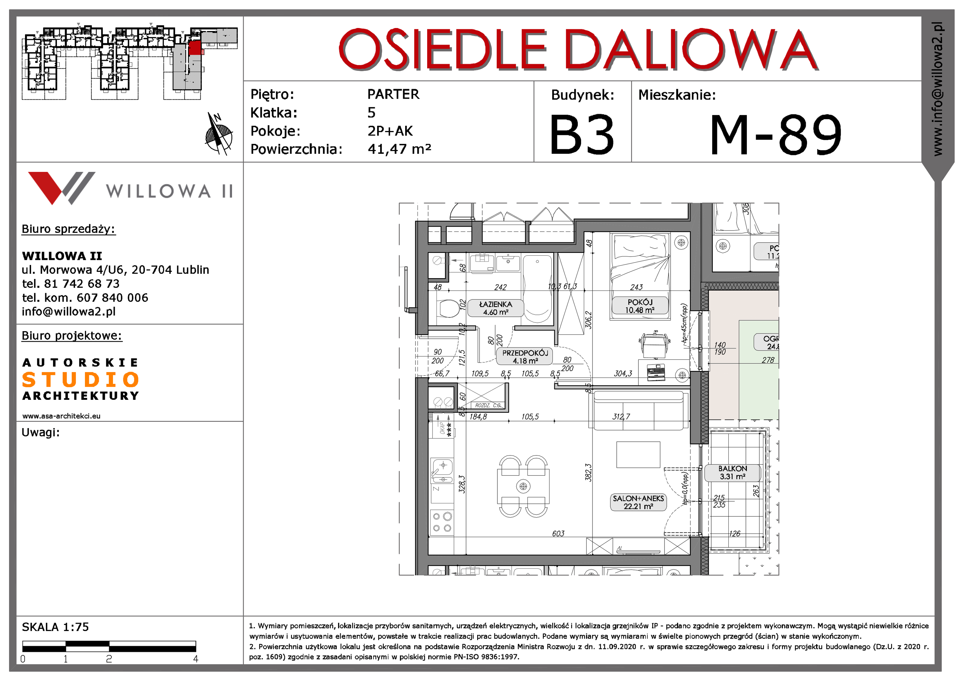 Mieszkanie 41,47 m², parter, oferta nr 89, OSIEDLE DALIOWA, Lublin, Ponikwoda, ul. Daliowa-idx