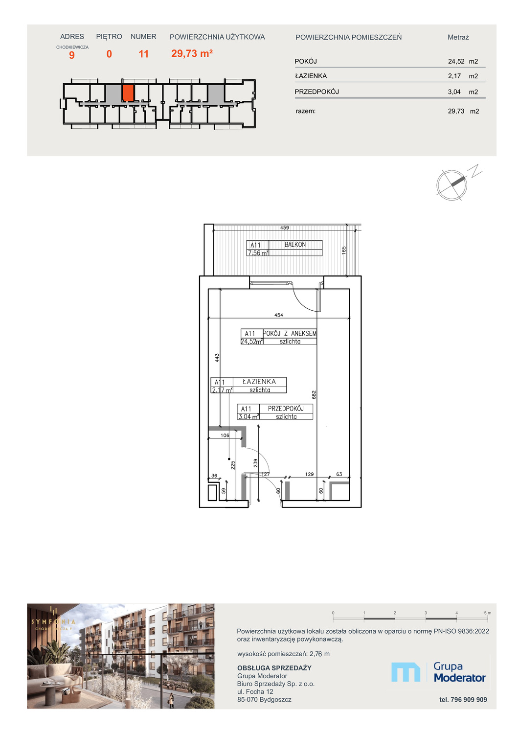 Apartament 29,73 m², parter, oferta nr A11, Osiedle Symfonia, Bydgoszcz, Bielawy, ul. Jana Karola Chodkiewicza 9-idx