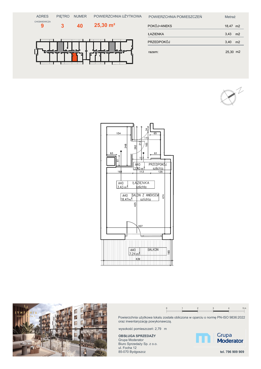 Apartament 25,30 m², piętro 3, oferta nr A40, Osiedle Symfonia, Bydgoszcz, Bielawy, ul. Jana Karola Chodkiewicza 9-idx