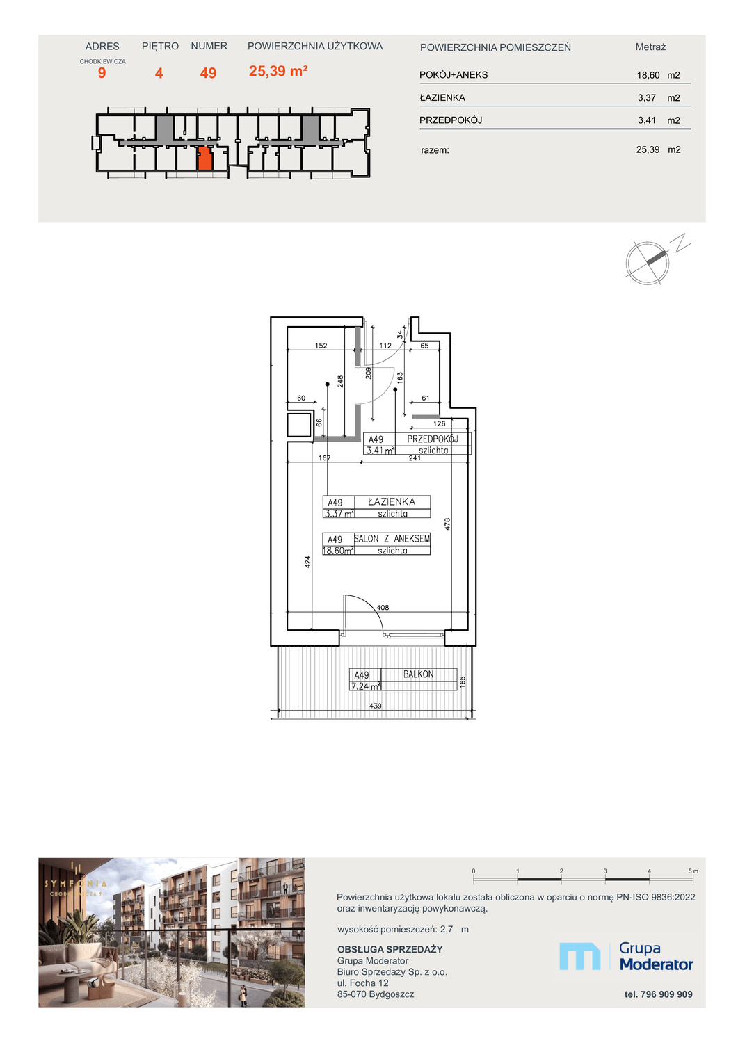 Apartament 25,39 m², piętro 4, oferta nr A49, Osiedle Symfonia, Bydgoszcz, Bielawy, ul. Jana Karola Chodkiewicza 9-idx