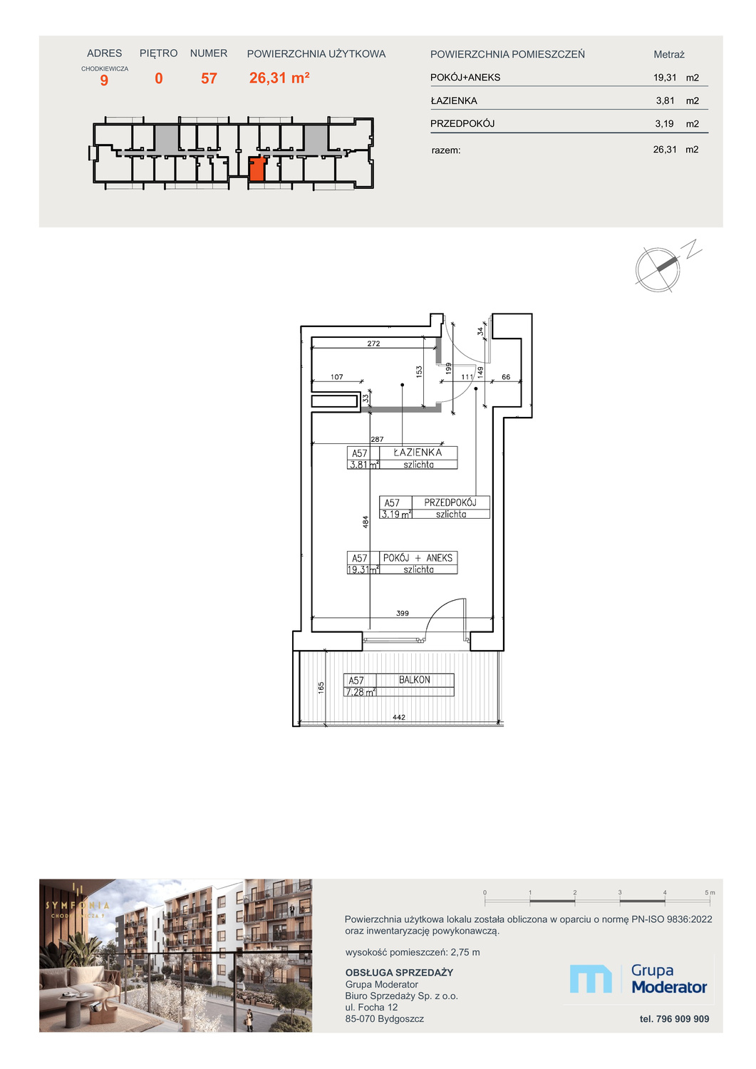 Apartament 26,31 m², parter, oferta nr A57, Osiedle Symfonia, Bydgoszcz, Bielawy, ul. Jana Karola Chodkiewicza 9-idx