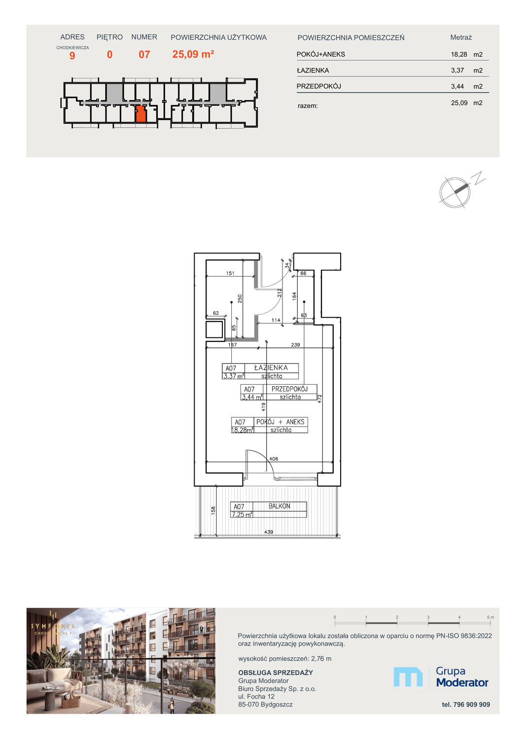 Apartament 25,09 m², parter, oferta nr A7, Osiedle Symfonia, Bydgoszcz, Bielawy, ul. Jana Karola Chodkiewicza 9-idx