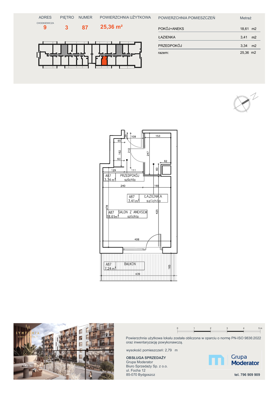 Apartament 25,36 m², piętro 3, oferta nr A87, Osiedle Symfonia, Bydgoszcz, Bielawy, ul. Jana Karola Chodkiewicza 9-idx