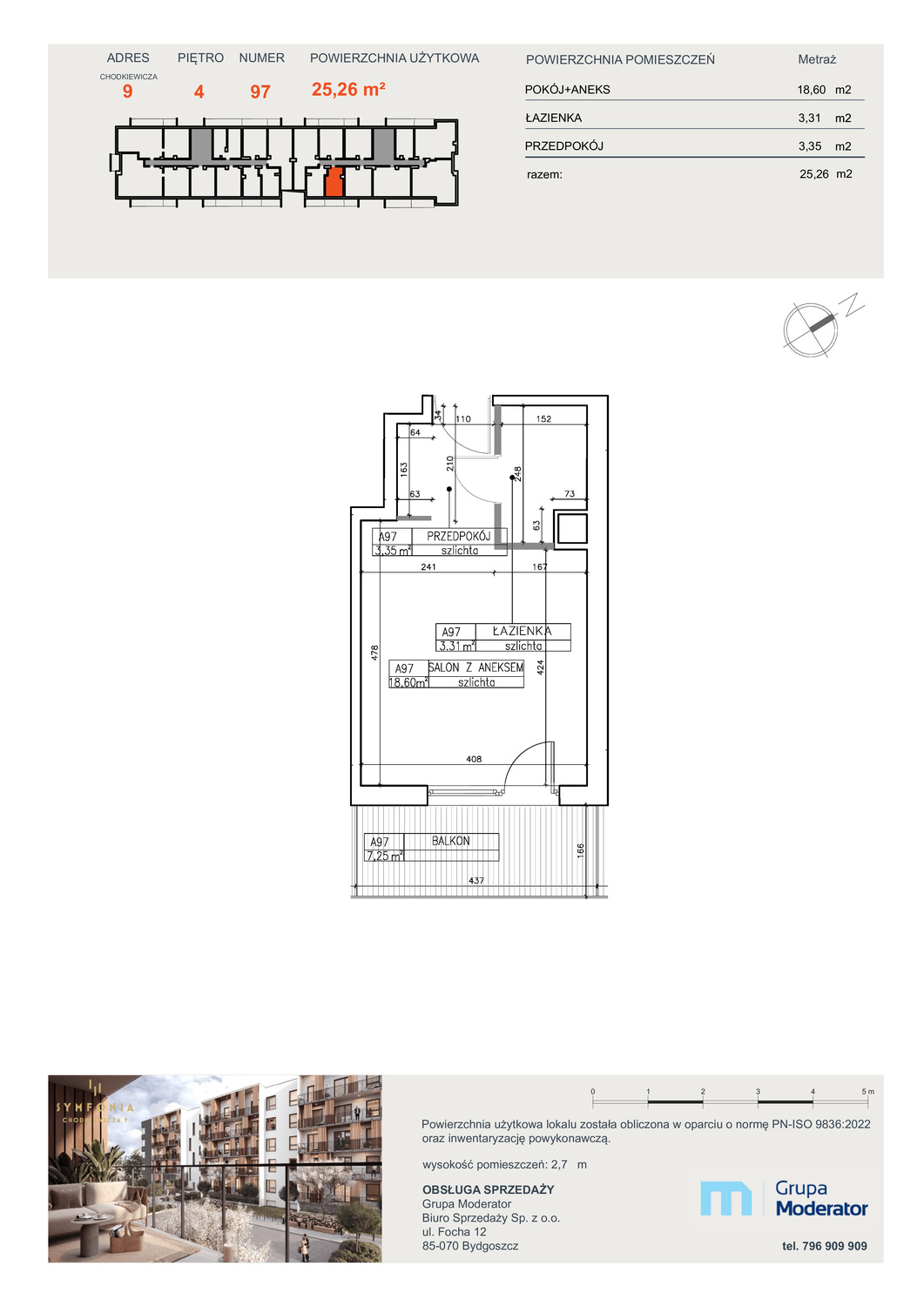 Apartament 25,26 m², piętro 4, oferta nr A97, Osiedle Symfonia, Bydgoszcz, Bielawy, ul. Jana Karola Chodkiewicza 9-idx