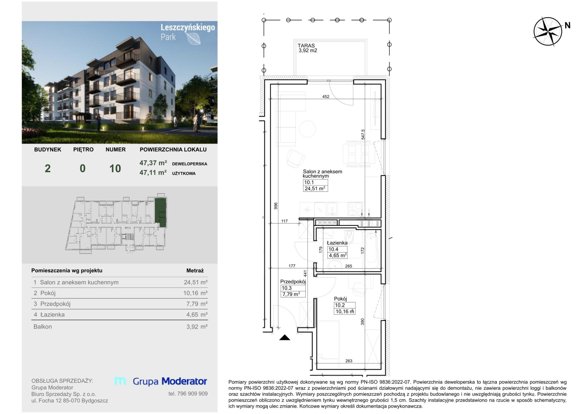 Mieszkanie 47,11 m², parter, oferta nr III/10, Leszczyńskiego Park, Bydgoszcz, Szwederowo, ul. Leszczyńskiego-idx