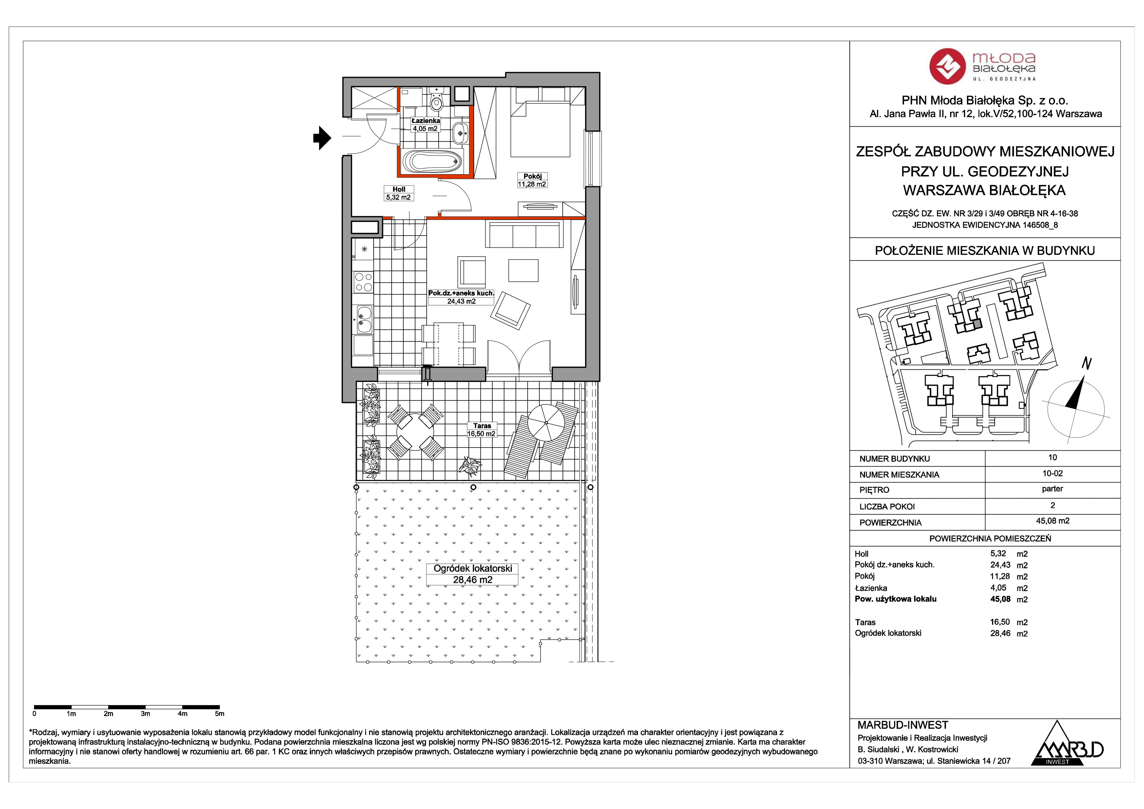 Mieszkanie 45,13 m², parter, oferta nr 10-02, Młoda Białołęka II, Warszawa, Białołęka, Brzeziny, ul. Geodezyjna-idx